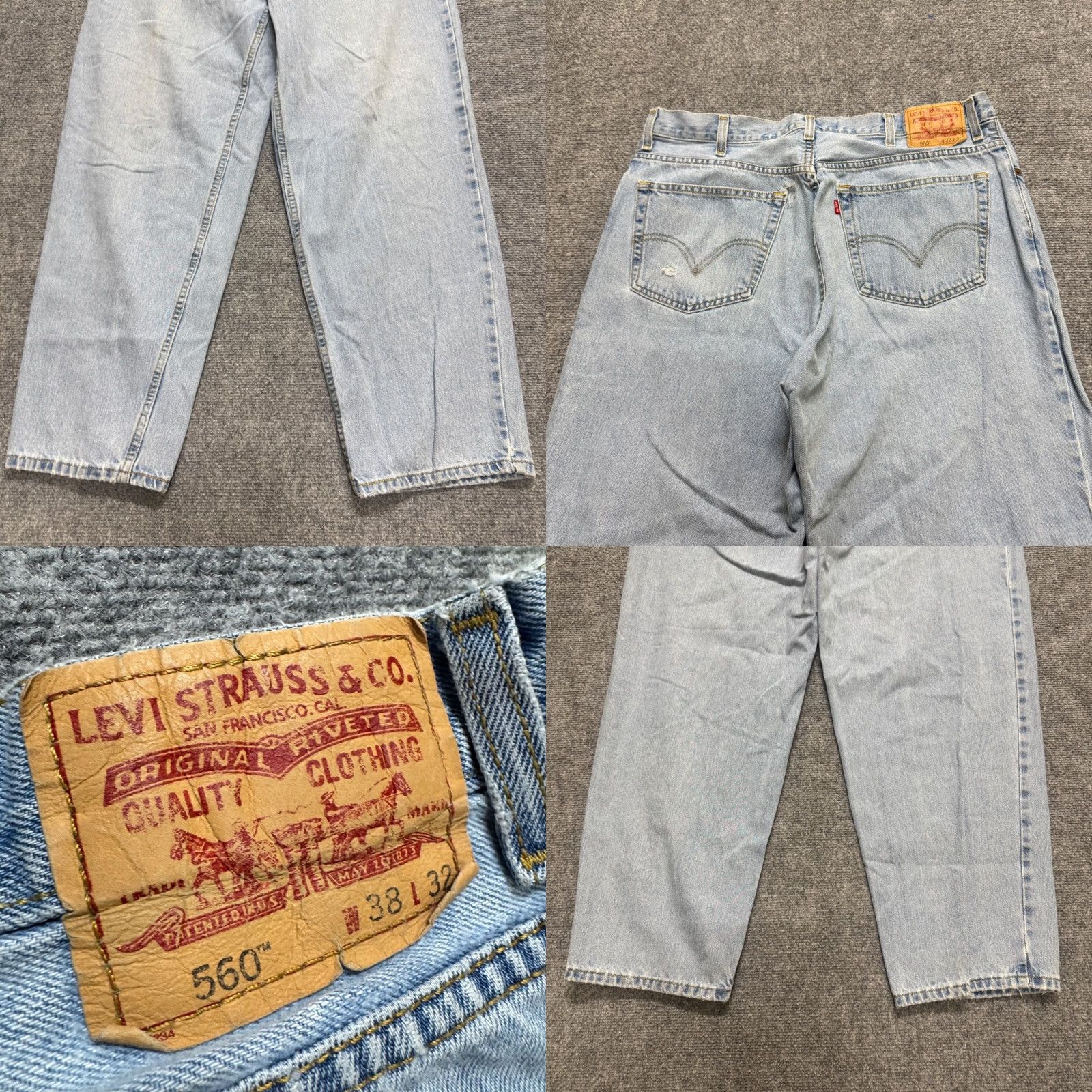 Denime VINTAGE Levi 560 Denim Jeans 38x32 Light Washed Comfort Fit Taper Relaxed Y2K Mens Blue Straight Mens Size US 38 / EU 54 - 8 Thumbnail