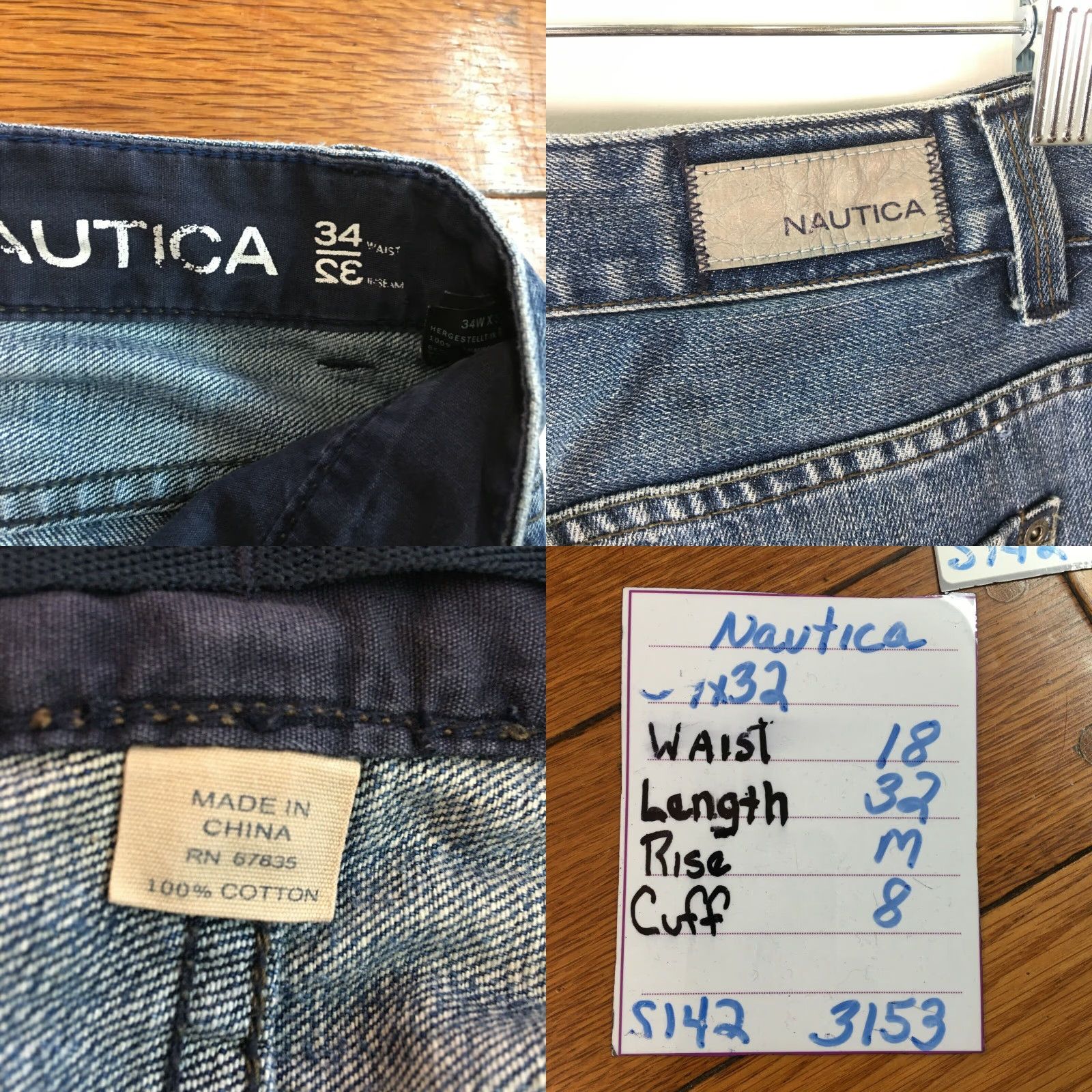 Nautica Nautica Men's Regular Straight Leg Blue Denim Jeans Size 34x36, 32" Inseam, Mid Rise, 100% Cotton, Modern Style Size US 34 / EU 50 - 8 Thumbnail