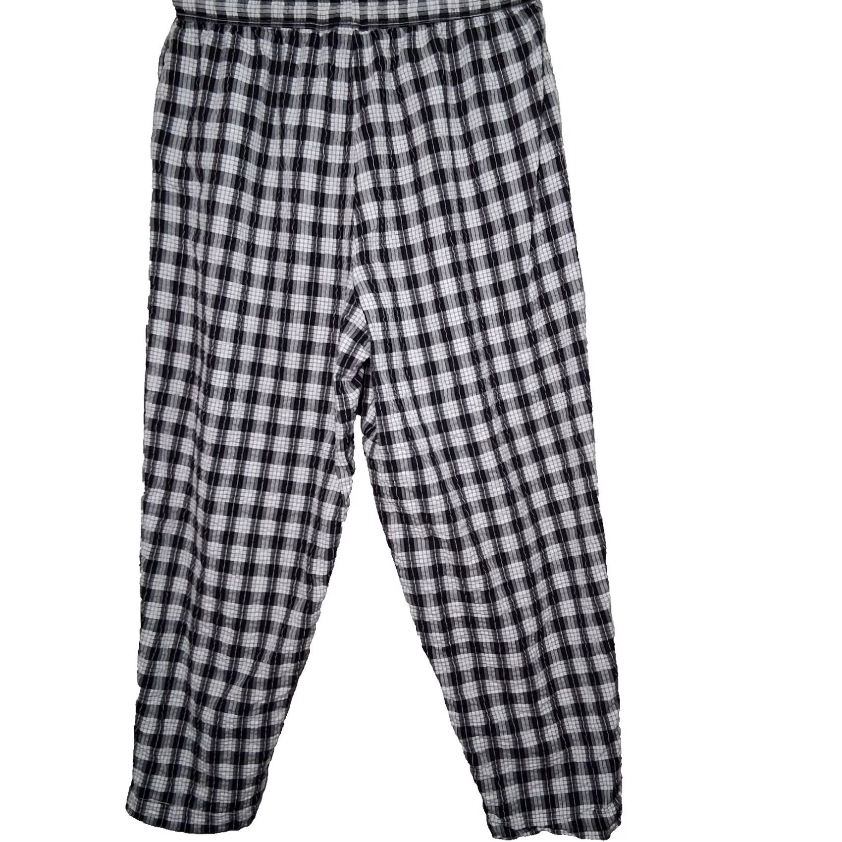 Vintage VINTAGE Fashion Bug Pants Womens 22 Black Plus Size 22W 24W White Plaid Seersucker Elastic Size 40" / US 18 - 2 Thumbnail