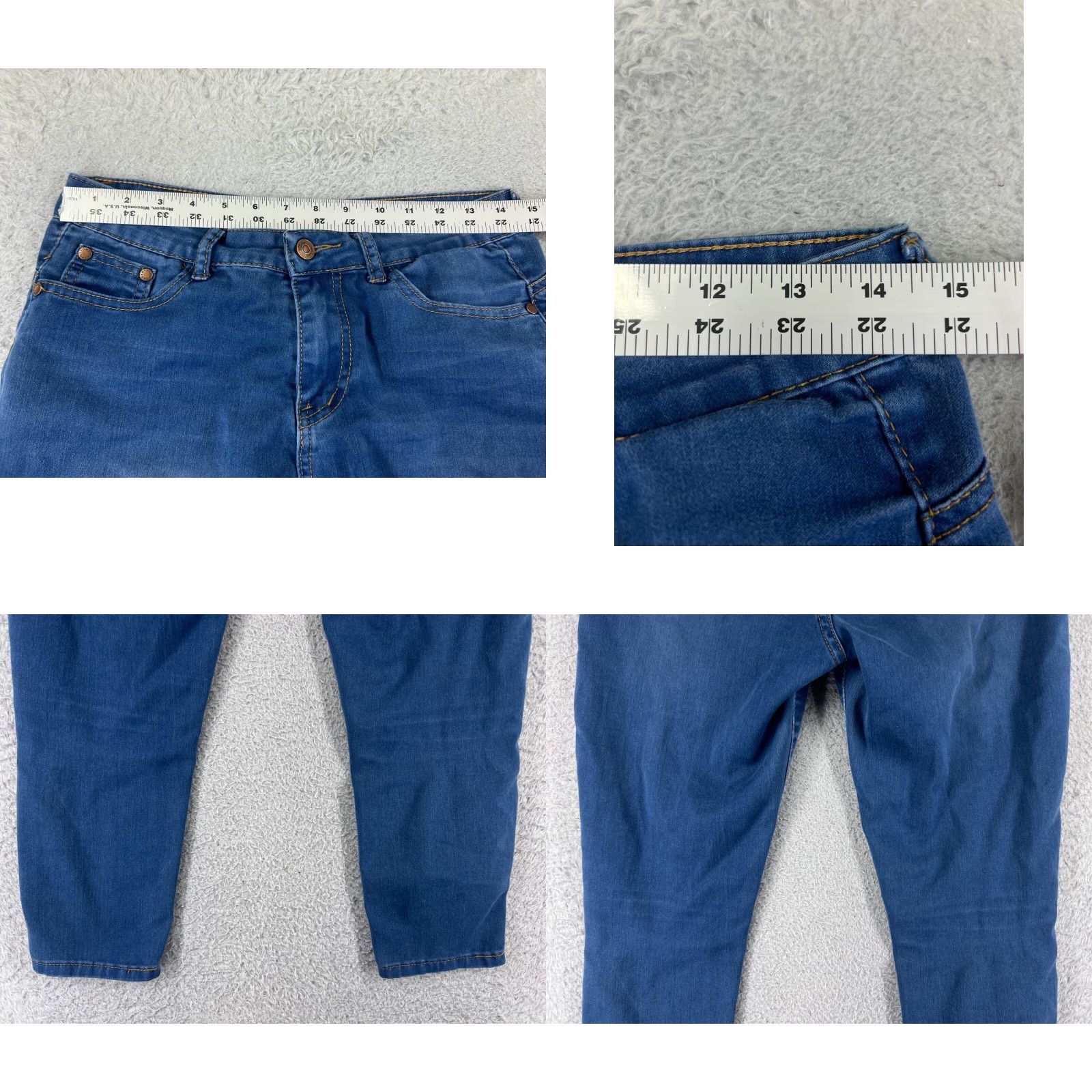 Vintage Red Bottoms Jeans Womens Capri Denim Blue 27 Inseam 22 Slim Stretch Cotton 9 Regular 5-Pocket Zipper Distressed Size 30" / US 8 / IT 44 - 9 Thumbnail