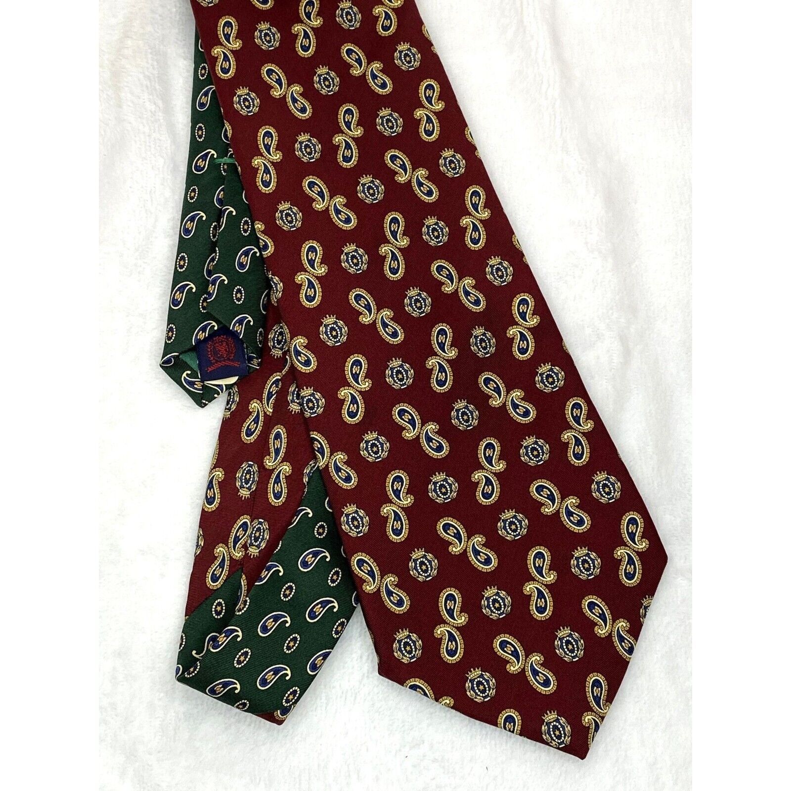 Tommy Hilfiger Tommy Hilfiger Necktie 100% Silk Paisley Crest Print Vtg 60" Size ONE SIZE - 2 Thumbnail