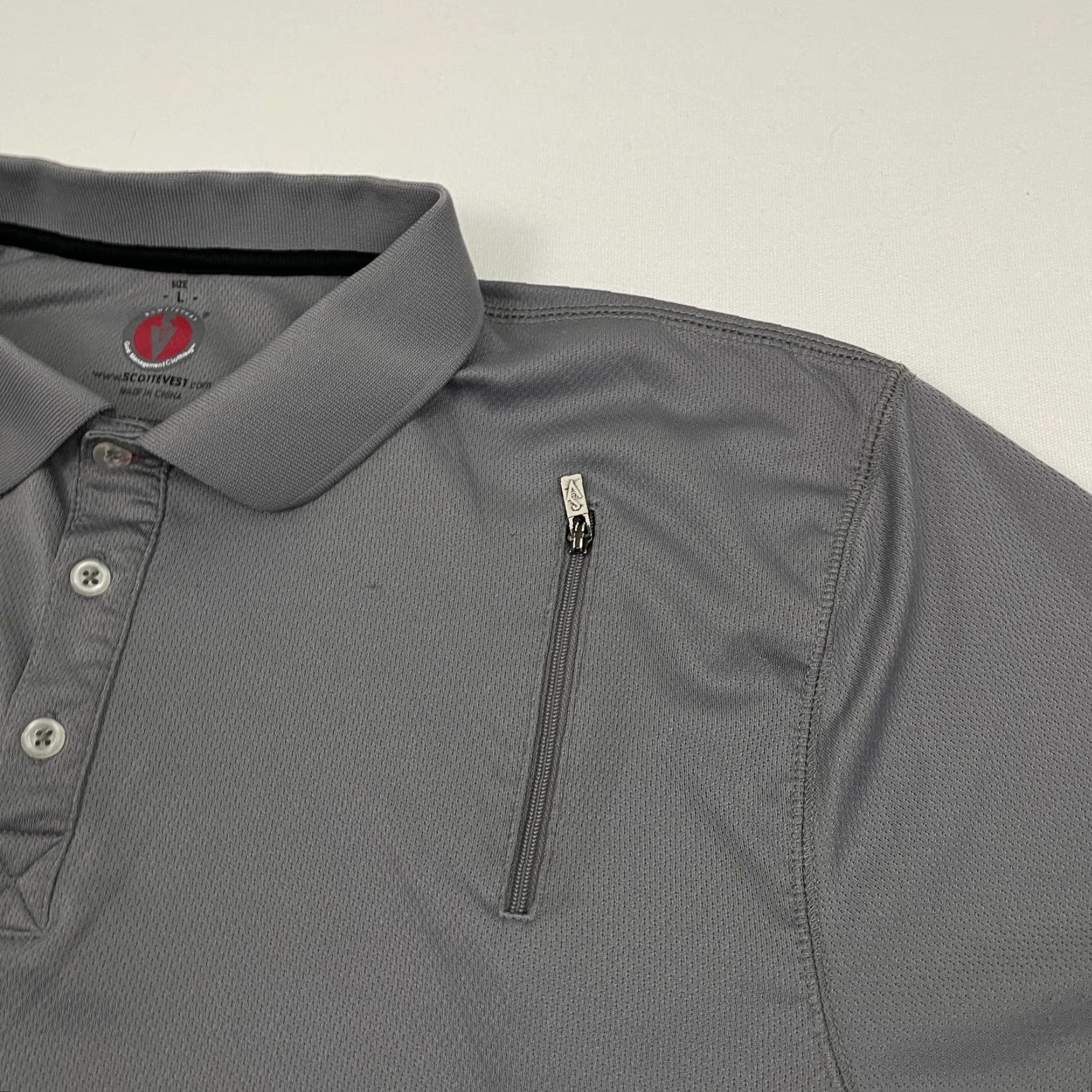Vintage SCOTTeVEST Polo Shirt Mens Large Gray Utility Chest Pocket Size US L / EU 52-54 / 3 - 5 Thumbnail