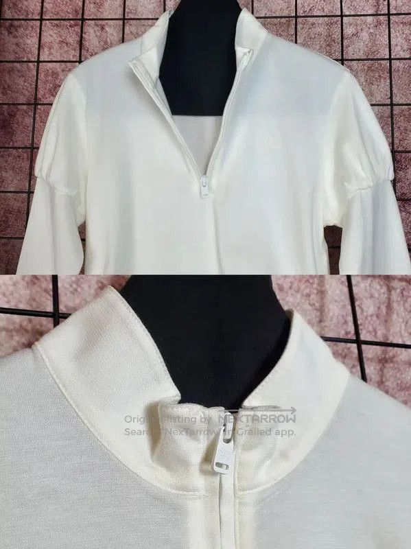 Burberry Burberry White Cotton Blend Embroidered Half-Zip Top. Size L / US 10 / IT 46 - 4 Thumbnail