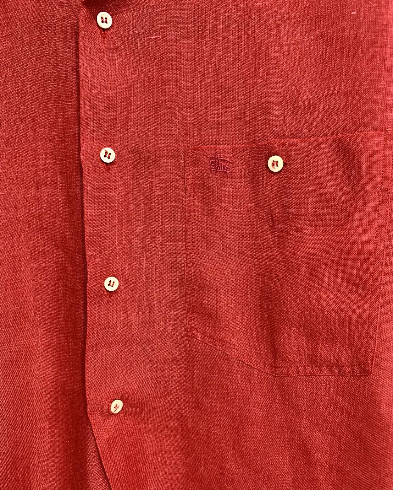 Burberry 🔥 Burberrys red shirt xl vintage linen lino Size US XL / EU 56 / 4 - 8 Thumbnail