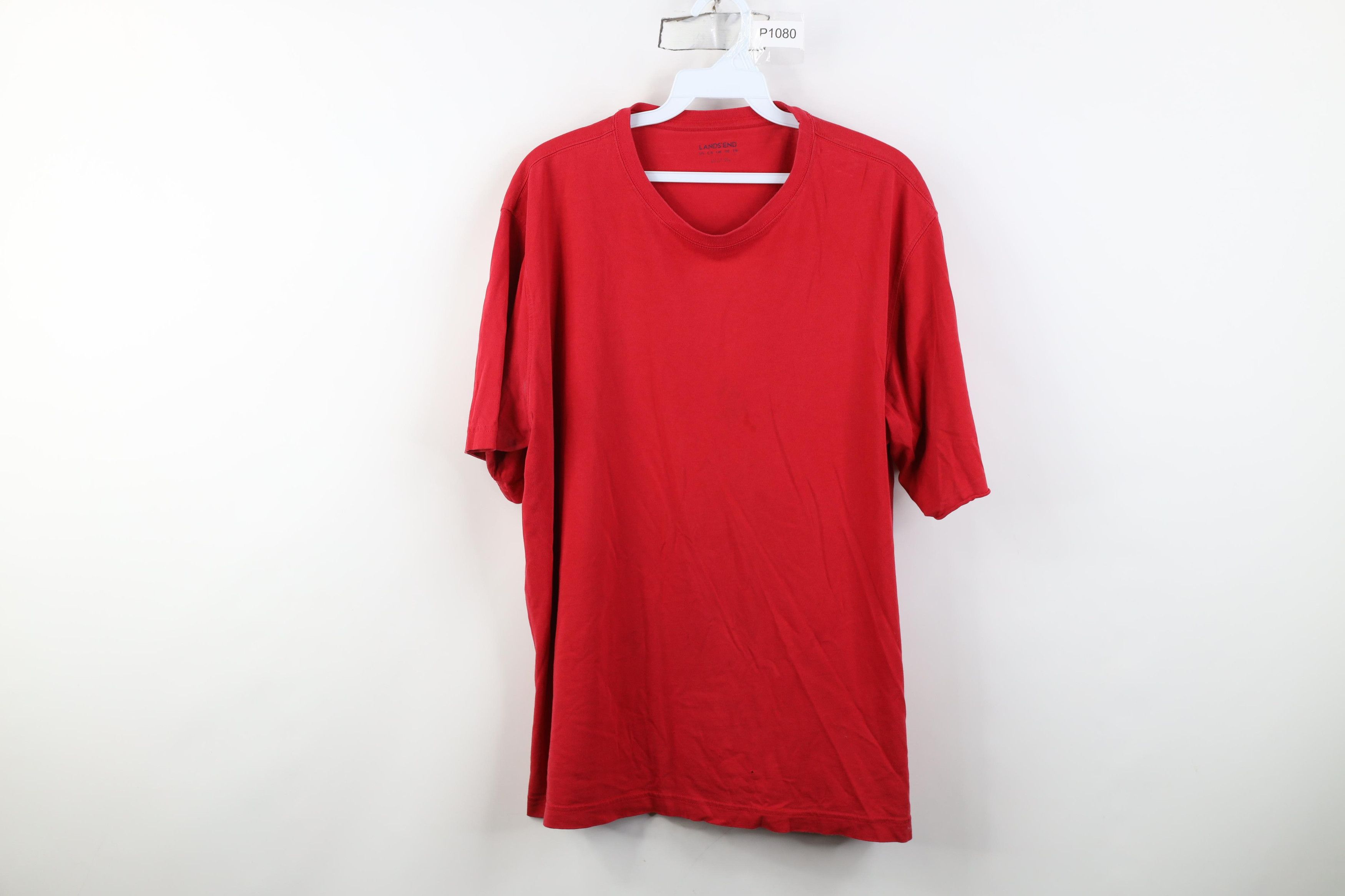 Lands' End Vintage Y2K Lands End Blank Short Sleeve T-Shirt Red Cotton Size US L / EU 52-54 / 3 - 1 Thumbnail