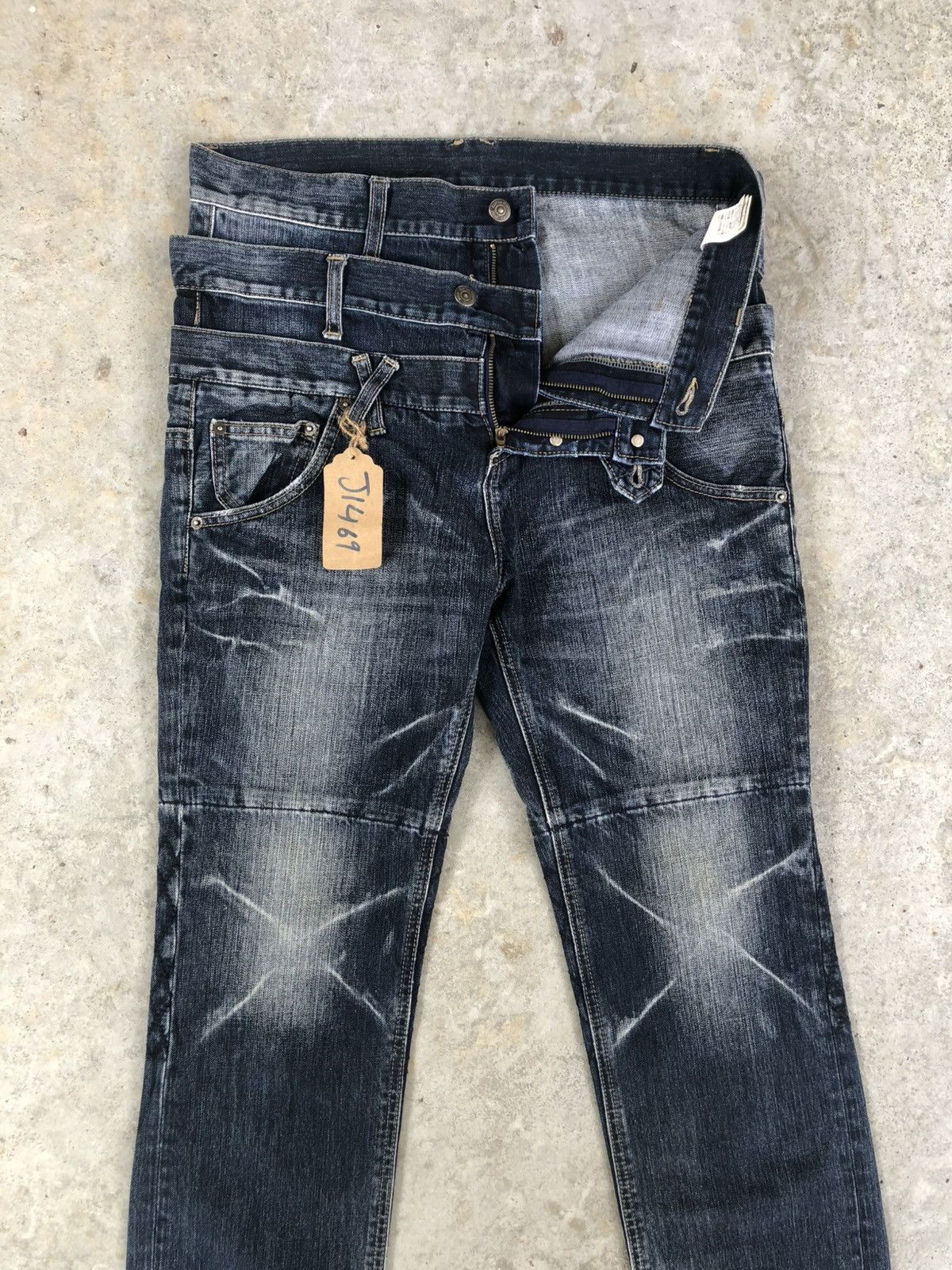 PPFM PPFM Double Waist Punk Style Distressed Jeans Size US 32 / EU 48 - 3 Thumbnail
