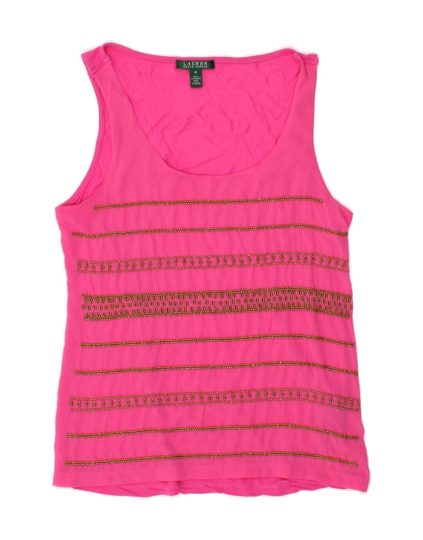 Ralph Lauren Womens Vest Top UK 14 Medium Pink Striped Modal Size M / US 6-8 / IT 42-44 - 1 Thumbnail