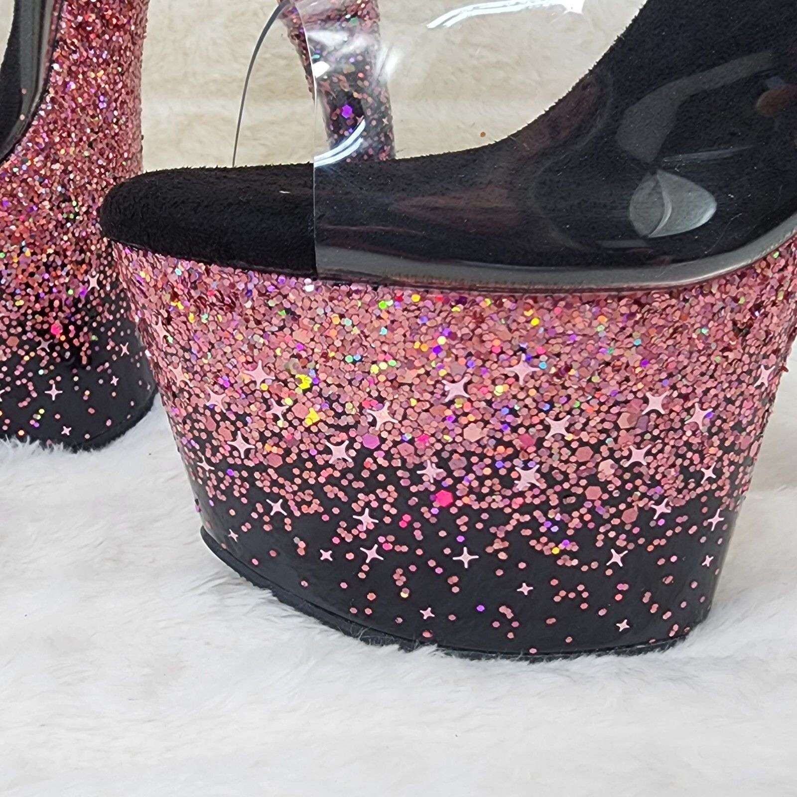 Other Adore 708SS Pink Hologram Ombre Platform Shoes Sandals 7" Hi Size US 6 / IT 36 - 3 Thumbnail