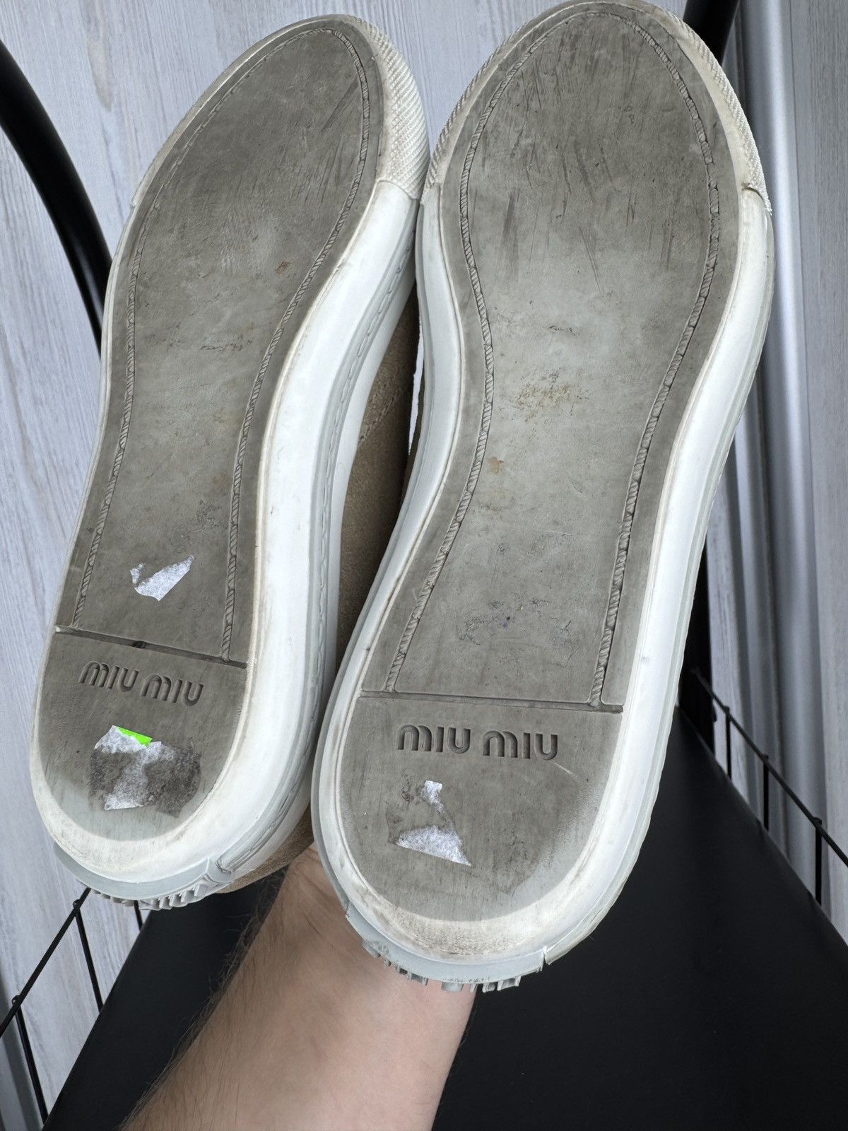 Miu Miu MIU MIU PRADA Beige Suede GRAY TRIM METAL CAP TOE LOAFERS 36 Size US 6 / IT 36 - 12 Thumbnail