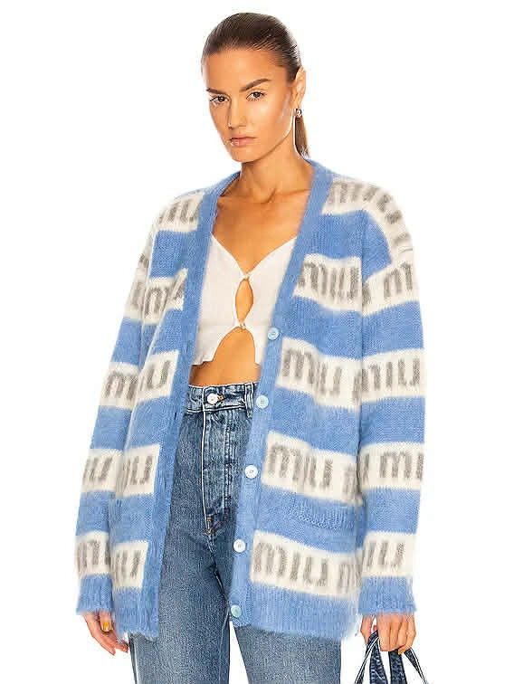Miu Miu Miu Miu Mohair Intarsia-Logo Cardigan Size M / US 6-8 / IT 42-44 - 1 Thumbnail