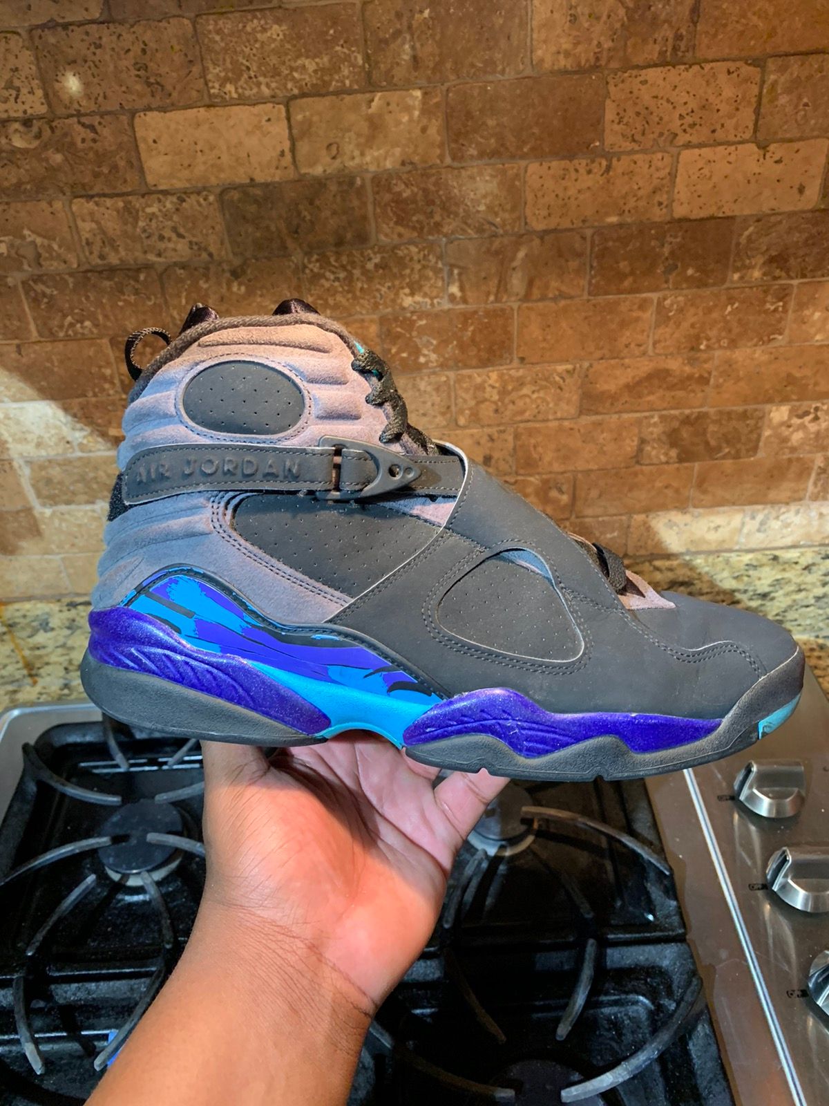 Pre-owned Jordan Brand 8 Aqua Shoes In Black Purple
