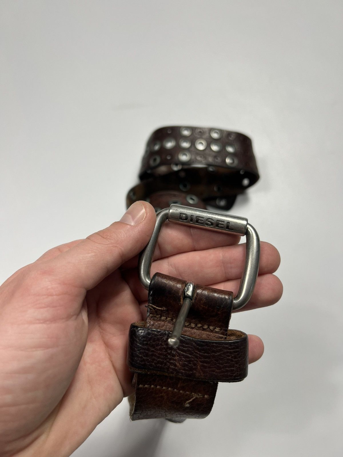 Diesel Vintage Diesel Leather Full of Holes Belt Simon style Size ONE SIZE - 5 Thumbnail