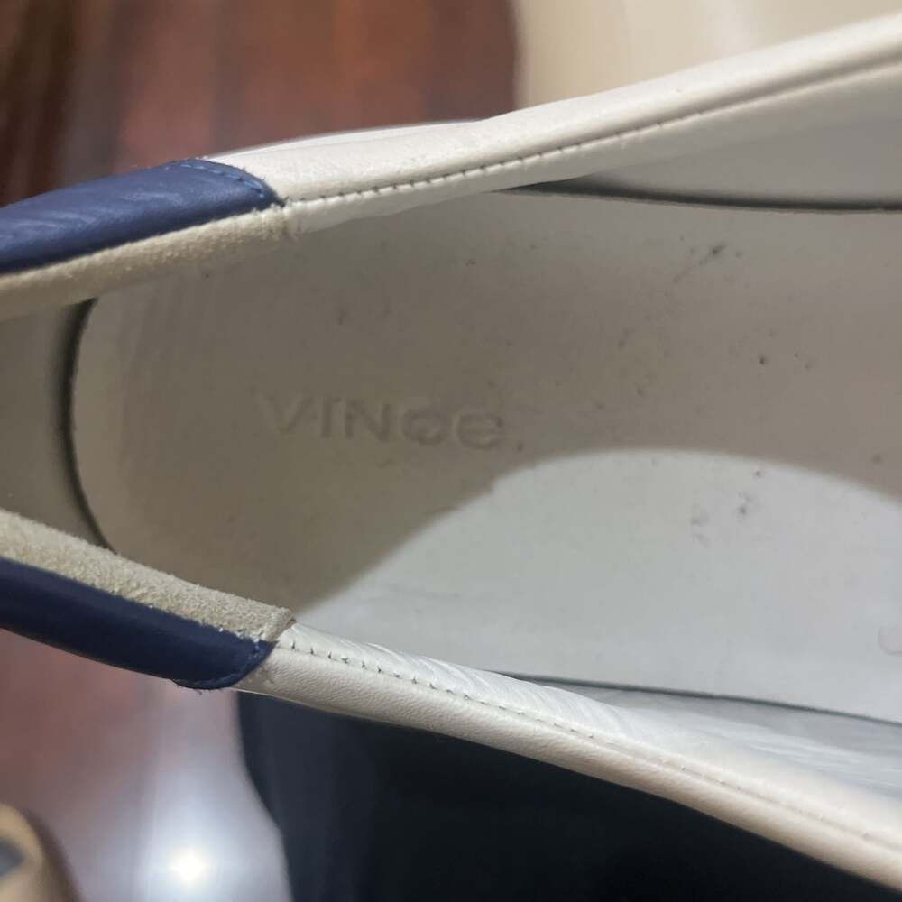 Vince Vince Size 12 White/Navy Colorblock Leather AS IS Men's Sho Size US 12 / EU 45 - 3 Thumbnail