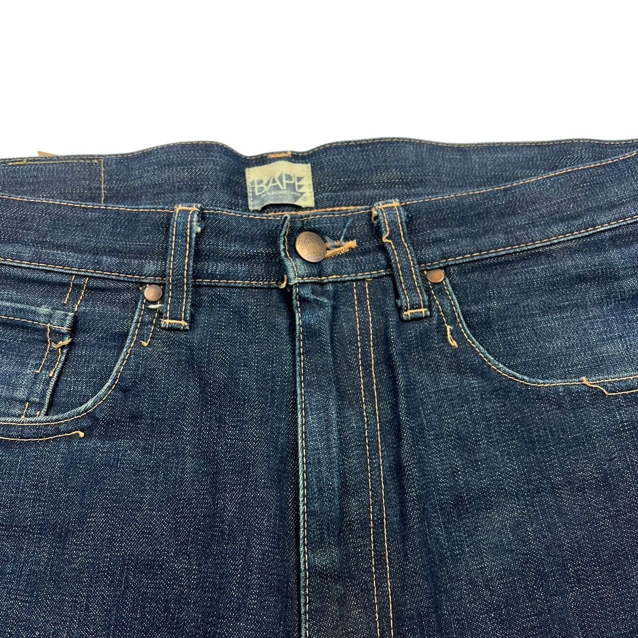 Bape Vintage 2000s Bape College Logo Denim Shorts Jorts Waist 35 Size US 35 - 5 Thumbnail