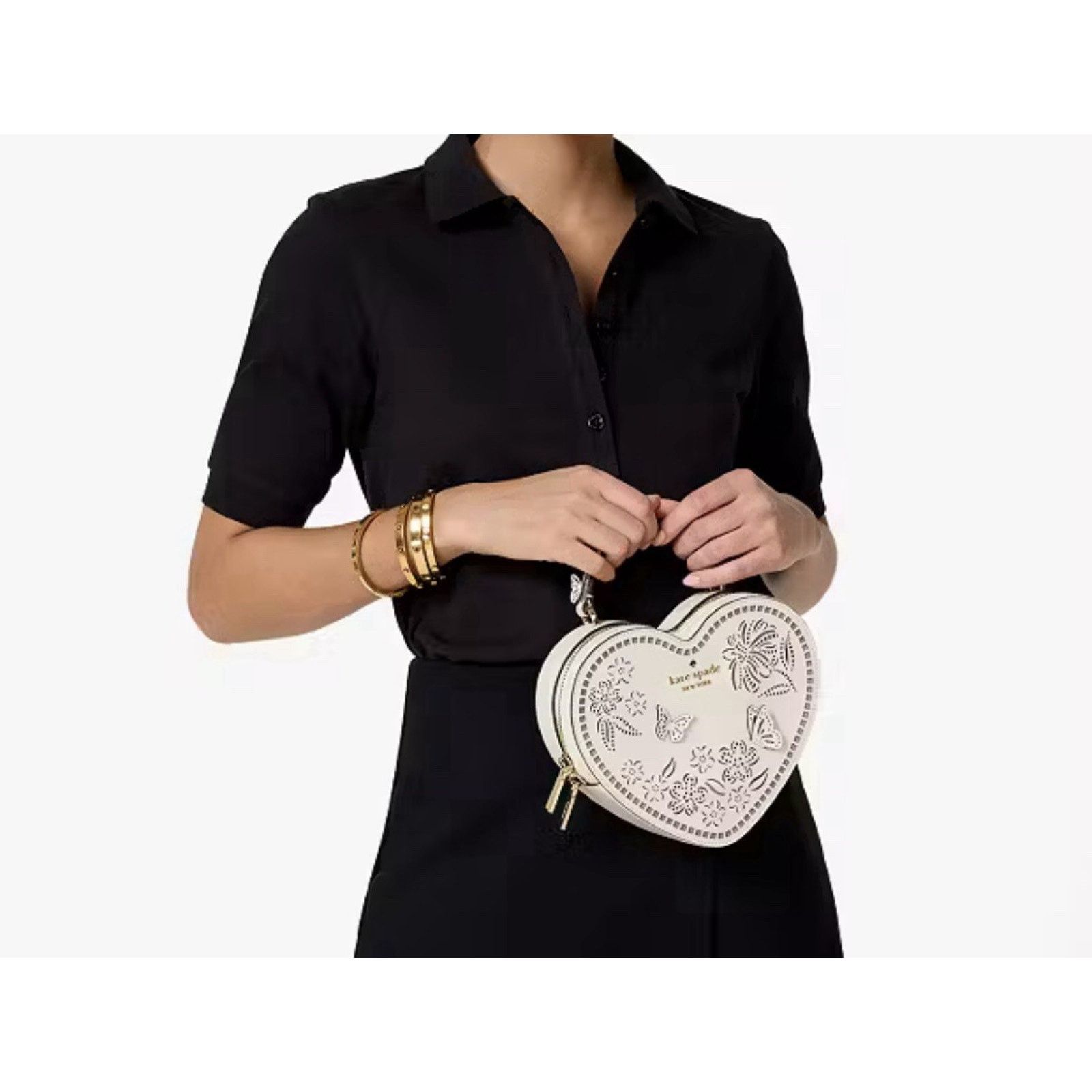 Kate Spade NWT $479 Kate Spade Leather Perforated Heart Crossbody Purse Size ONE SIZE - 2 Thumbnail