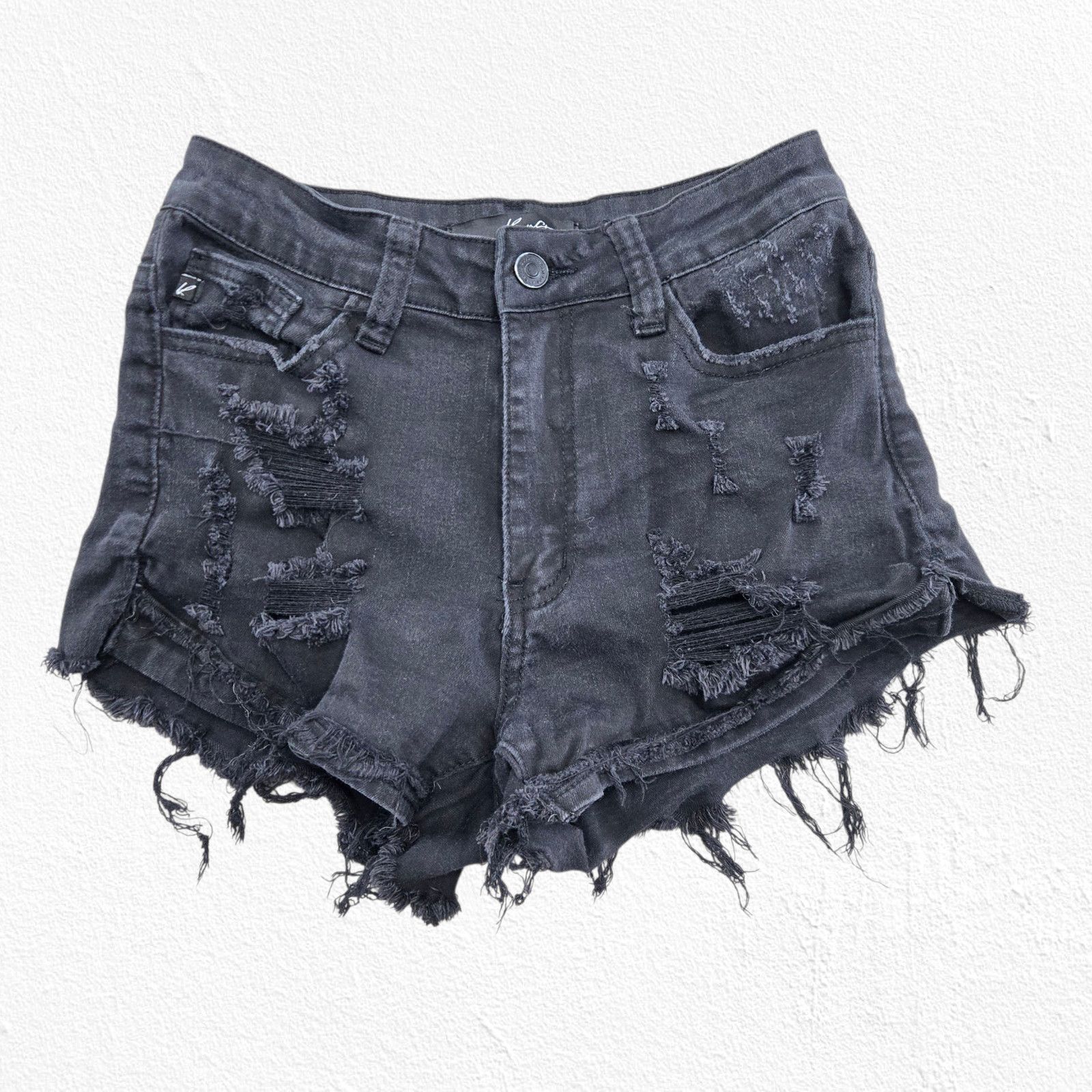 Other KanCan Black Distressed Cutoff Denim Shorts Size XS Size 25" / US 0 / IT 36 - 2 Thumbnail