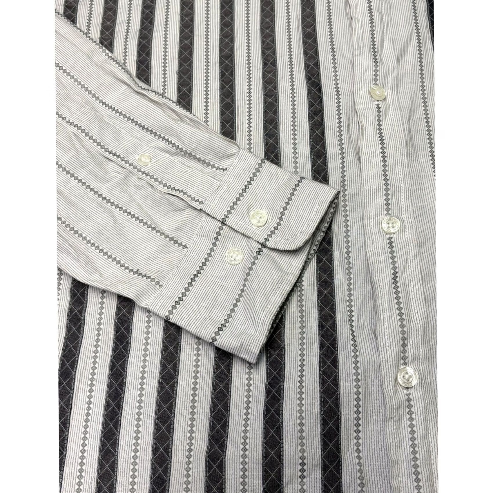Phat Farm Phat Farm Shirt Men's Button-Up Long Sleeve Striped Casual Dress 2XL Gray Black White Diamond Weave Pattern Workwear Size US XXL / EU 58 / 5 - 3 Thumbnail