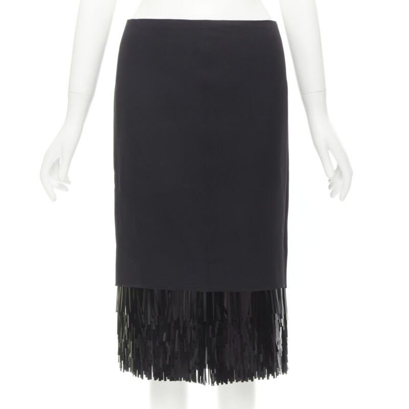 Jason Wu JASON WU black fringe sequins hem cocktail skirt US0 XS Size 25" / US 0 / IT 36 - 1 Thumbnail