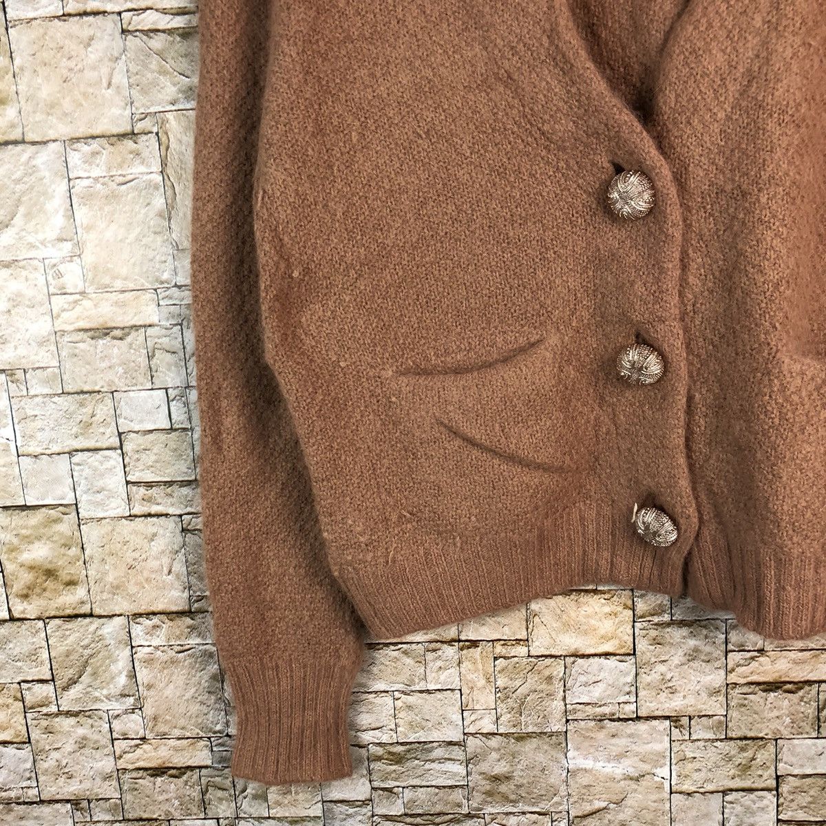 Japanese Brand Smidel Brown mohair fur Cardigan Knitwear #A1209 Size US S / EU 44-46 / 1 - 7 Thumbnail