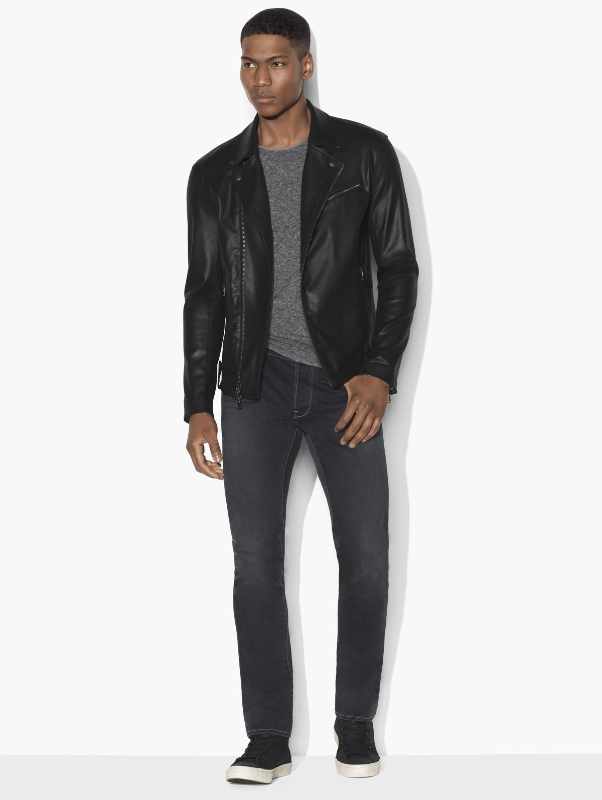 John Varvatos Asymmetrical Leather Biker Jacket. Large Size US L / EU 52-54 / 3 - 6 Thumbnail
