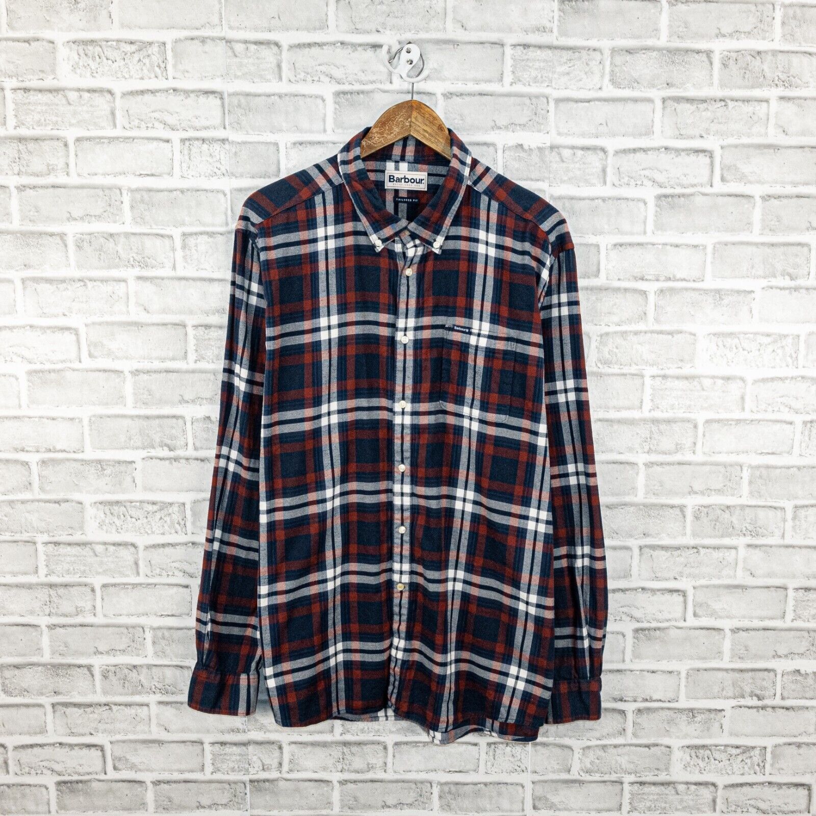 Barbour Barbour Tailored fit Button Down Flannel Shirt Blue Red Paid Size US XL / EU 56 / 4 - 1 Thumbnail