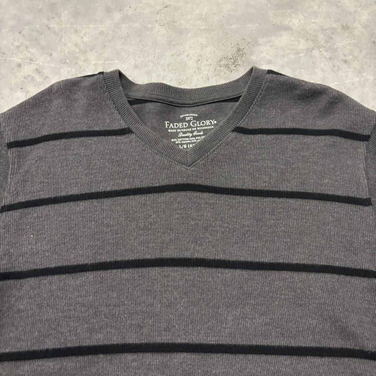 Japanese Brand × Vintage Crazy Vintage Y2K/2000s Grunge Cyber Goth Grey Striped Emo Sweater! Size US L / EU 52-54 / 3 - 2 Thumbnail