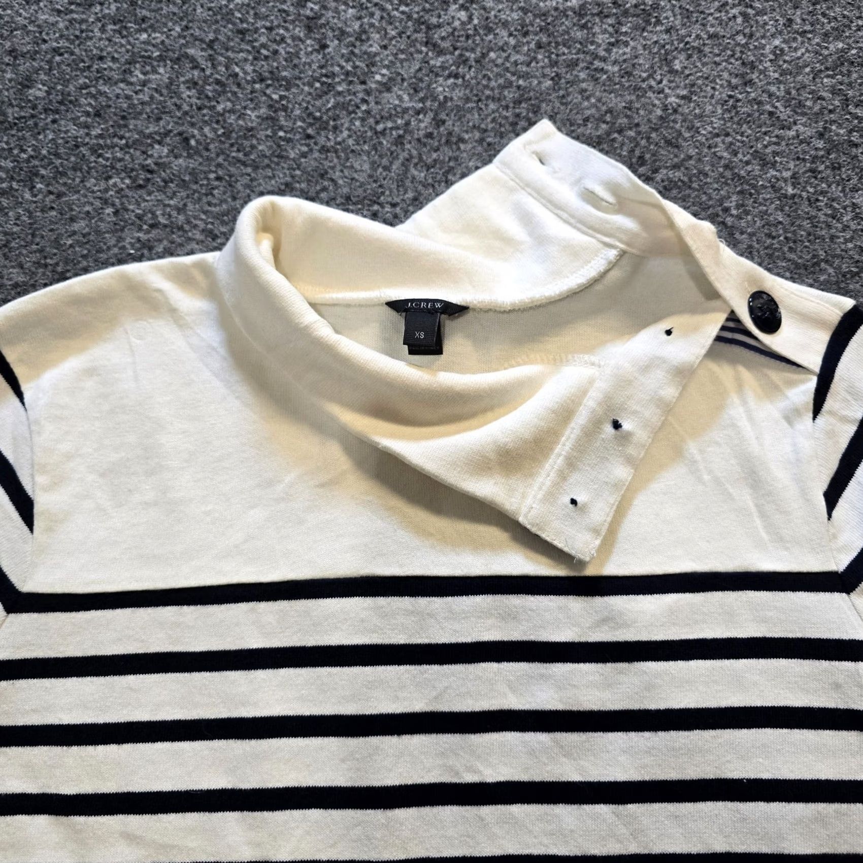 J.Crew J.CREW Top Womens XS White Striped High Neck Anchor Button Nautical Preppy Shirt Size XS / US 0-2 / IT 36-38 - 2 Thumbnail