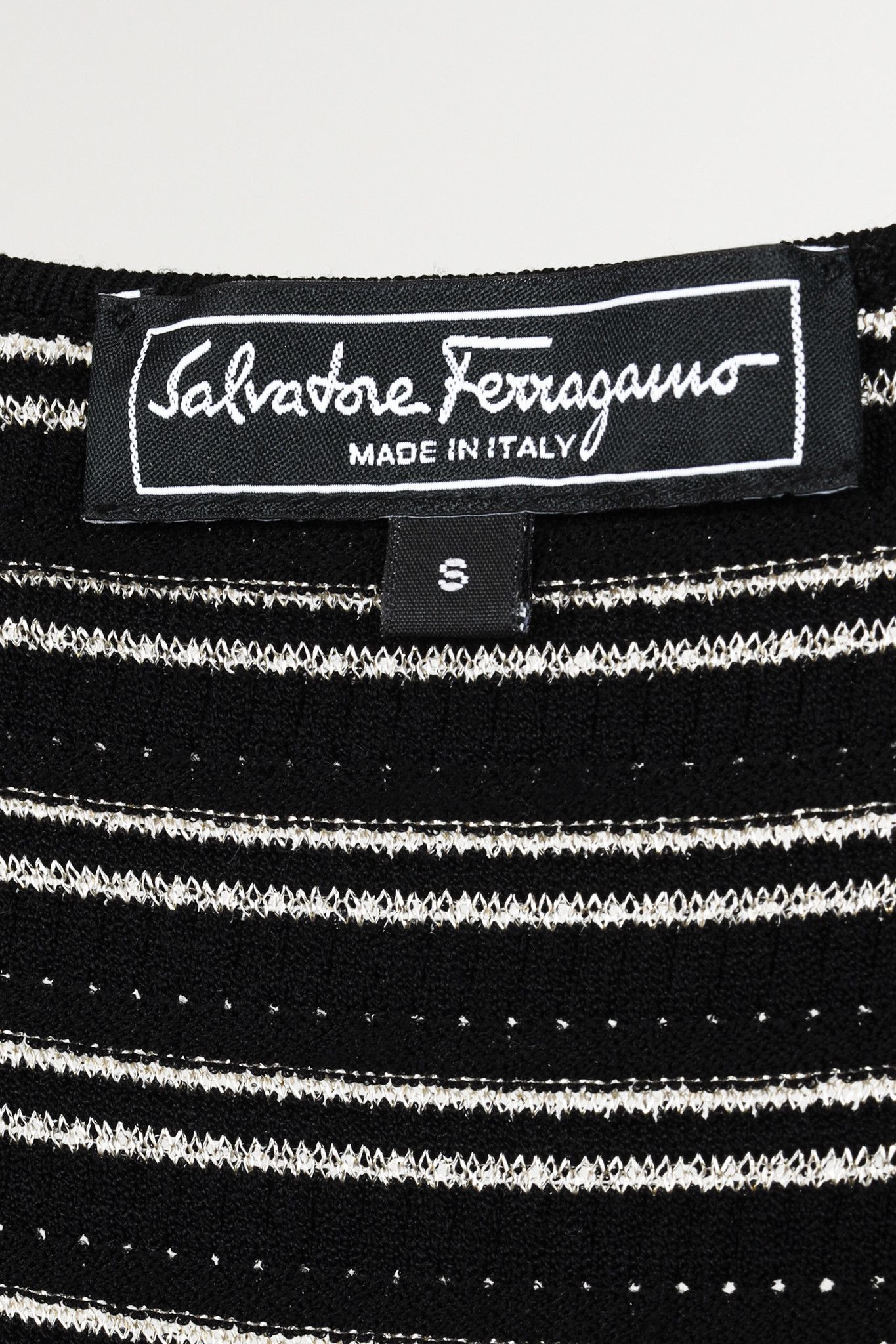 Salvatore Ferragamo Salvatore Ferragamo Black & White Metallic-Striped Dress Size S / US 4 / IT 40 - 4 Thumbnail