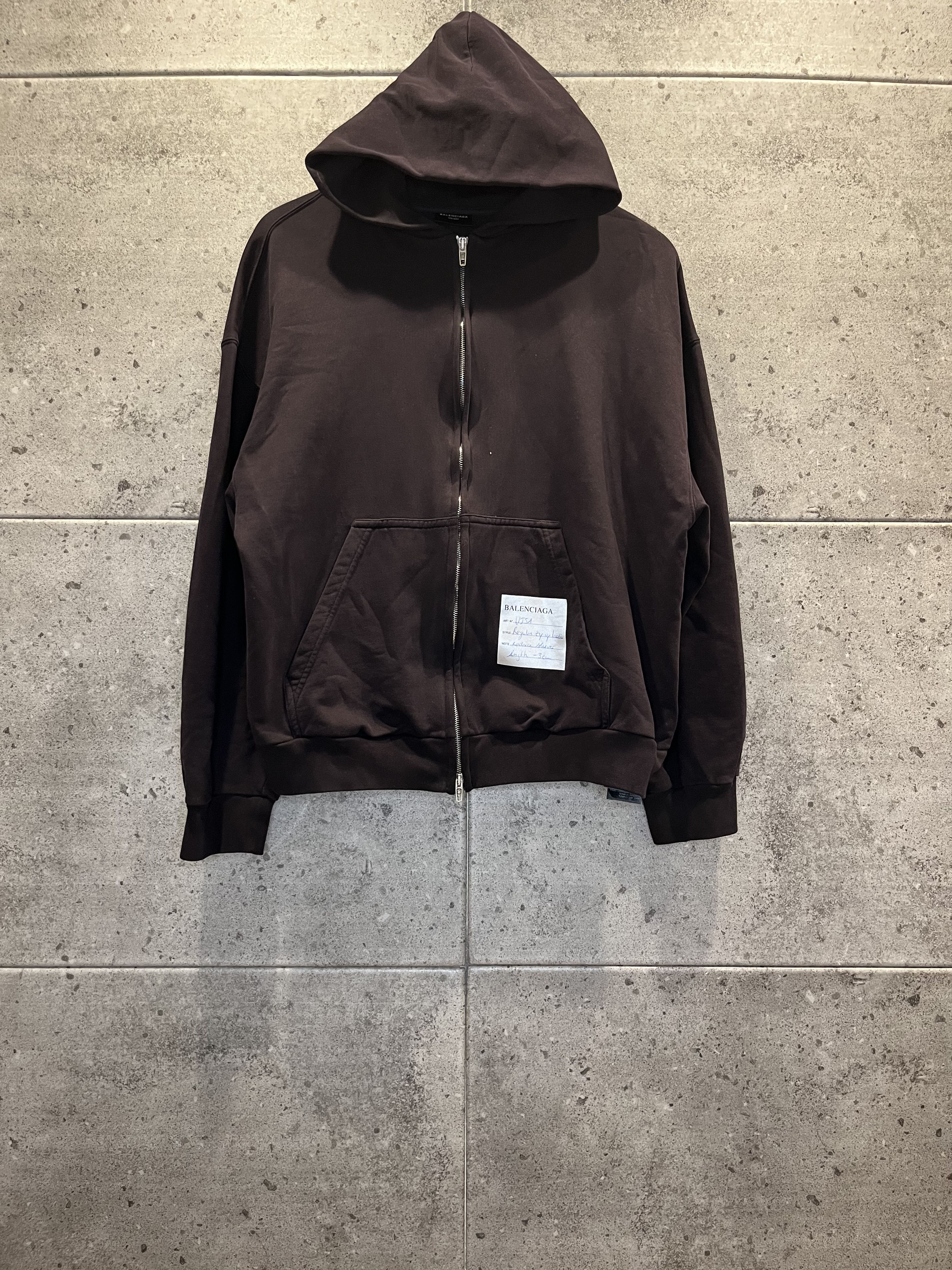 image of Balenciaga Sample Sticker Hoodie in Brown, Men's (Size Small)