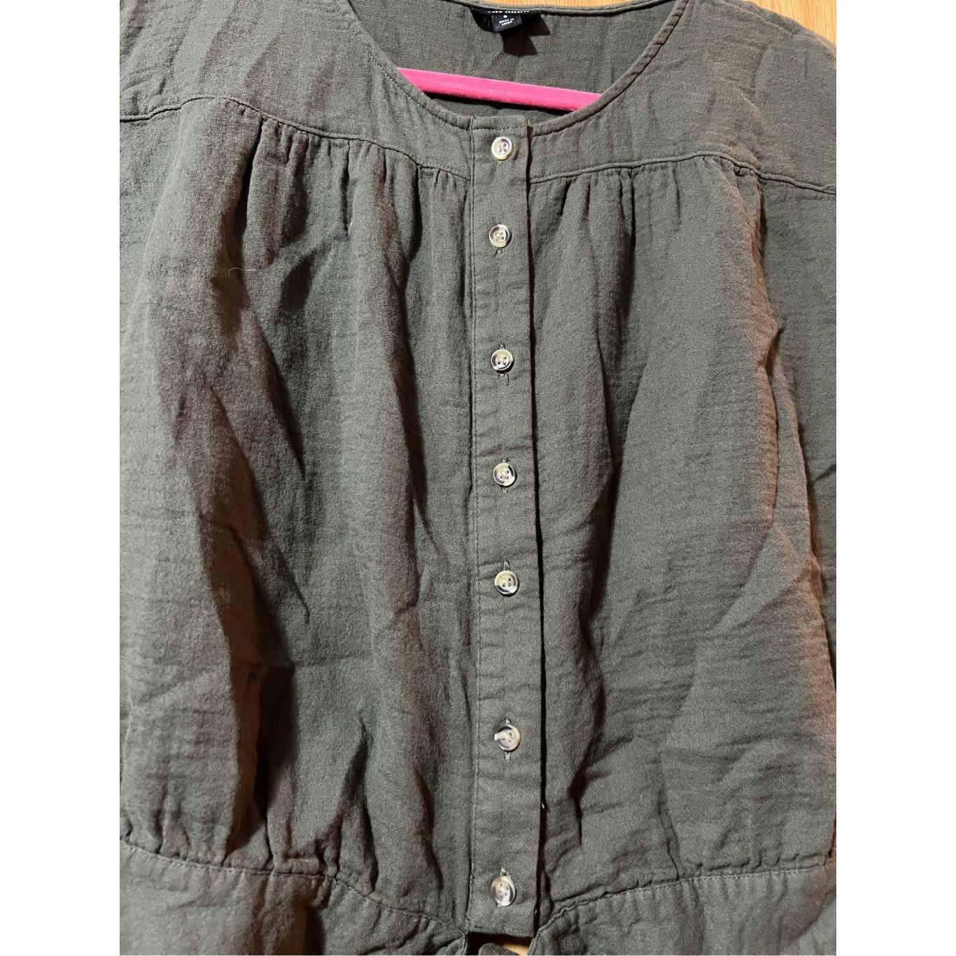 Other a.n.a Green Button Front Woman’s Short Sleeve Top Size Small Size S / US 4 / IT 40 - 4 Thumbnail