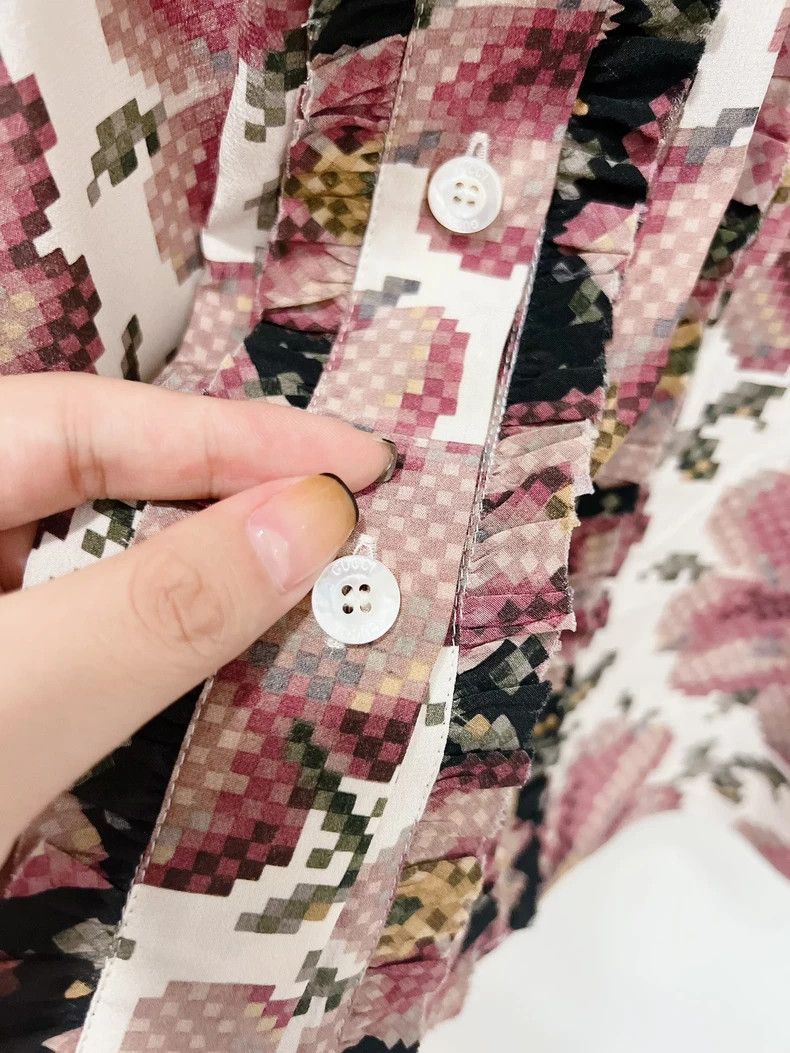 Gucci Gucci Doll collar retro printed shirt short-sleeved T-shirt Size XS / US 0-2 / IT 36-38 - 4 Thumbnail