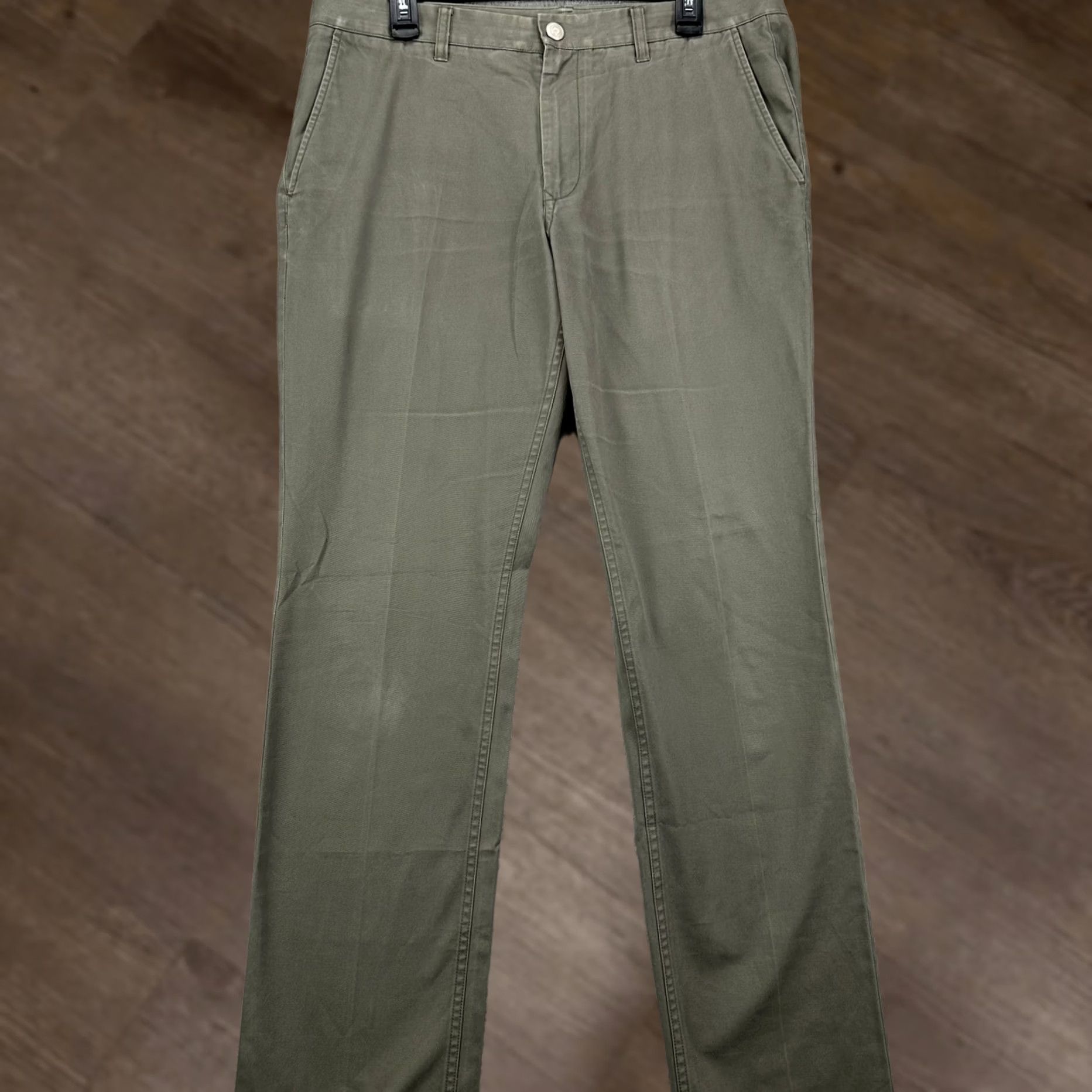 Bonobos Bonobos Khakis Pants Mens 35X32 Olive Green Slim Fit Flat Front Straight Leg Size US 35 - 1 Thumbnail