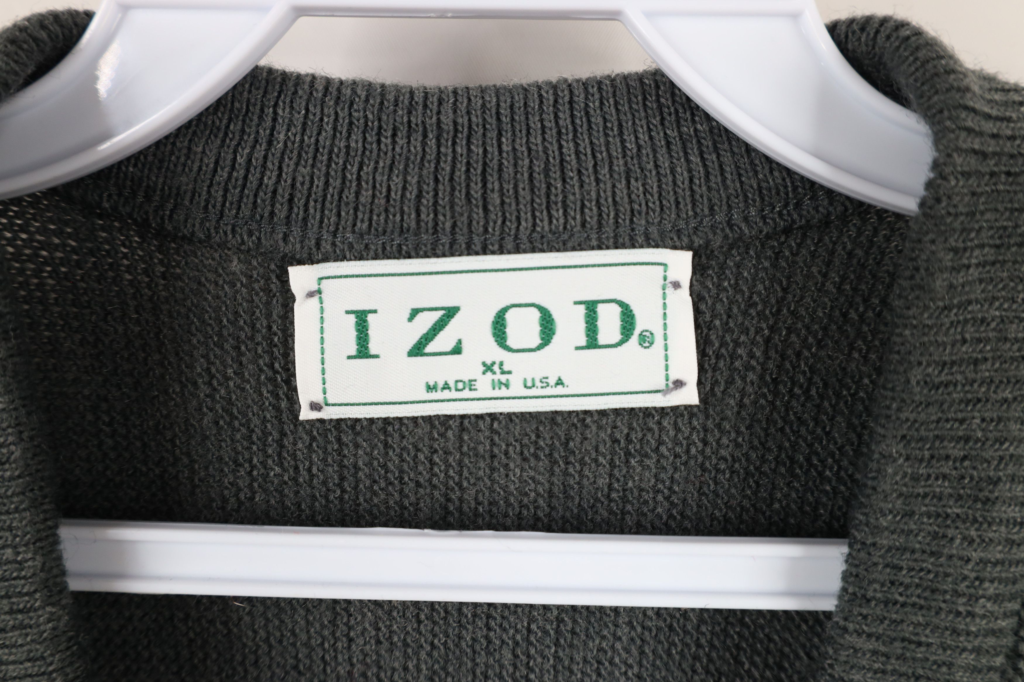 Izod × Vintage Vintage 90s Izod Knit V-Neck Sweater Vest Gray USA Acrylic Size US XL / EU 56 / 4 - 5 Thumbnail