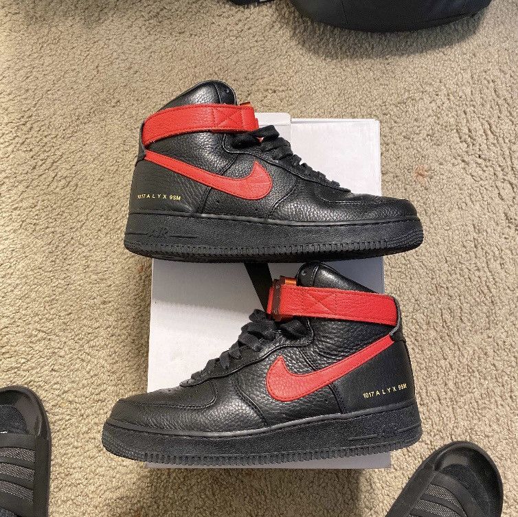 image of 1017 Alyx 9Sm x Nike Alyx Air Force 1 Black Red Shoes, Men's (Size 8.5)