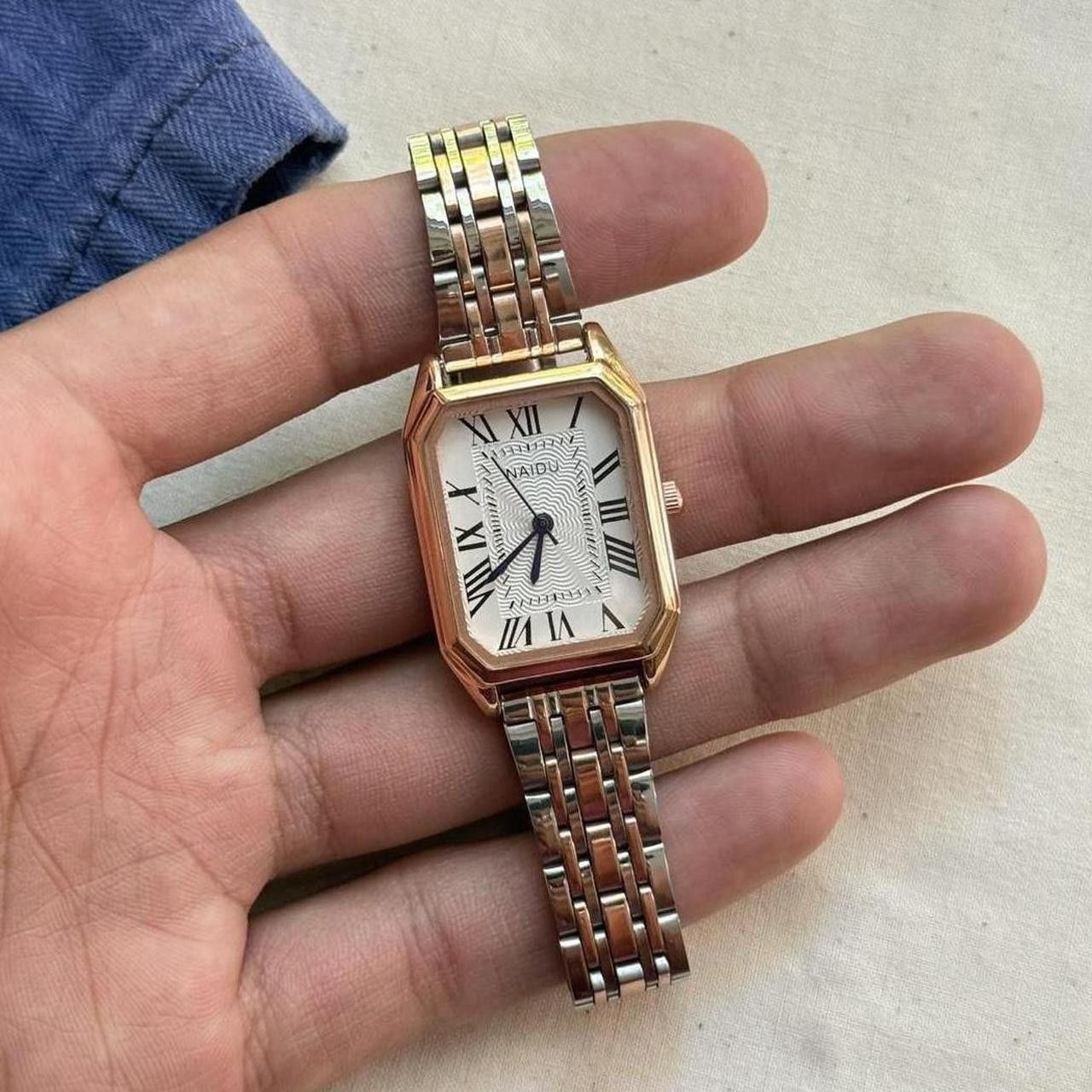 Vintage classy silver rectangle stainless steel quartz luxury watch Size ONE SIZE - 1 Thumbnail