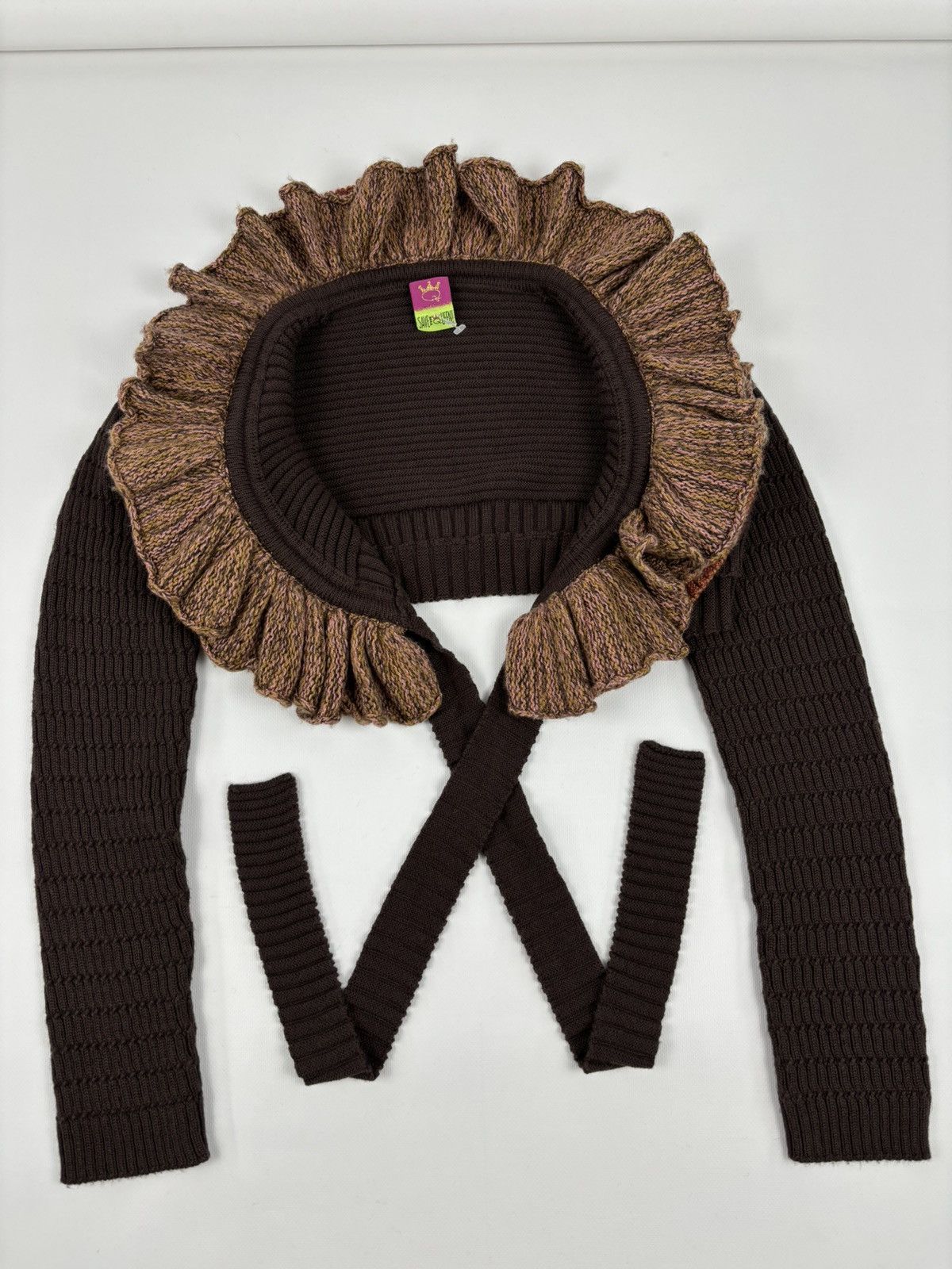 Cop Copine SAVE THE QUEEN Wool Knit Shawl Cardigan Crop Bolero Sweater Size XL / US 12-14 / IT 48-50 - 7 Thumbnail