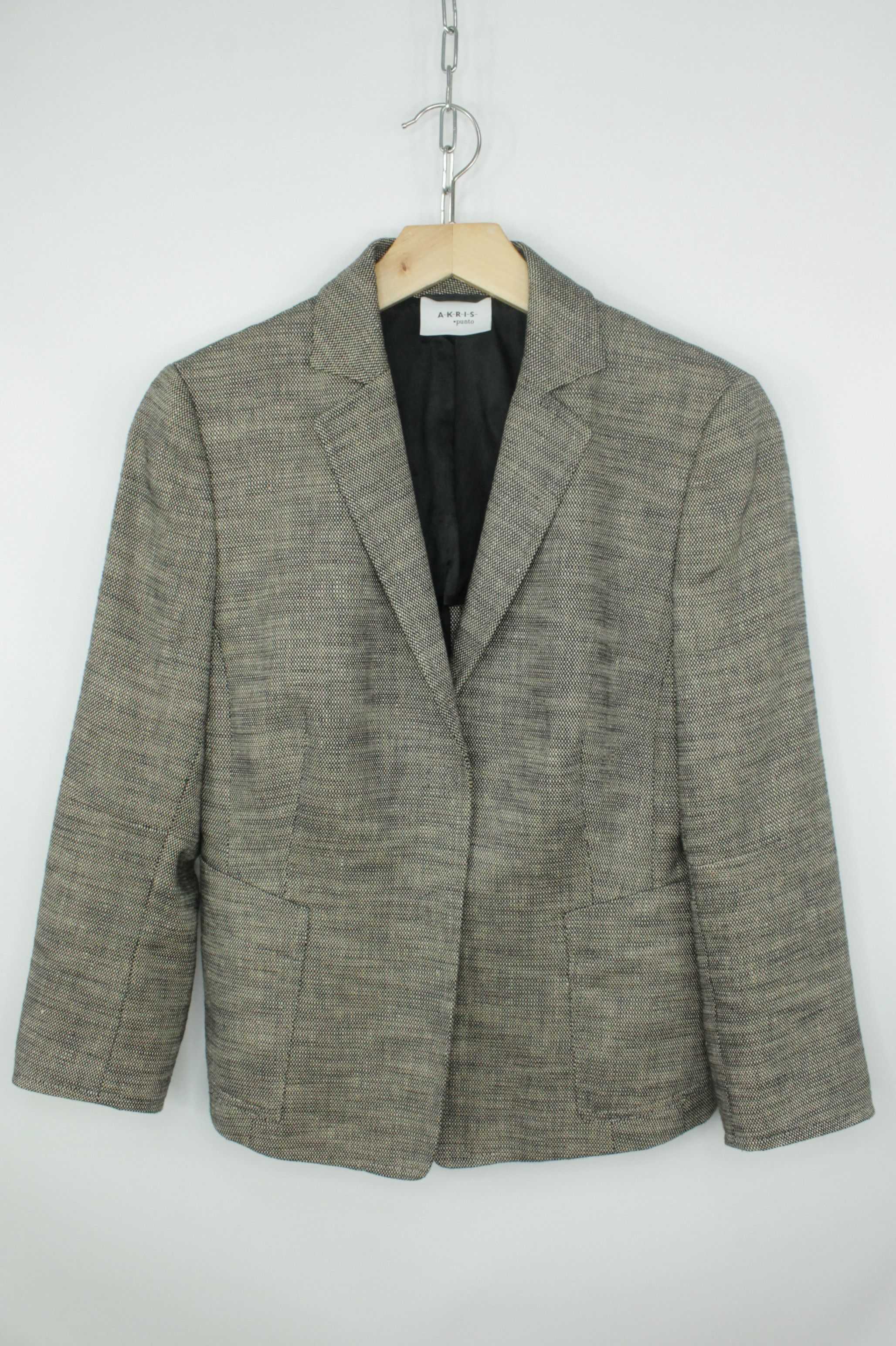 Akris × Designer Akris Punto Gray Melange Cotton Linen Blazer Jacket Size M / US 6-8 / IT 42-44 - 1 Thumbnail