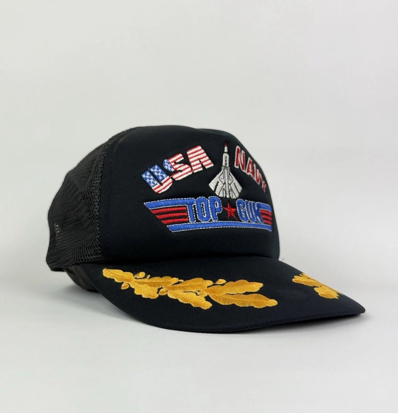 Vintage Vintage USA Navy Top Gun Tracker Cap Hat Black Top Snapback Size ONE SIZE - 4 Thumbnail