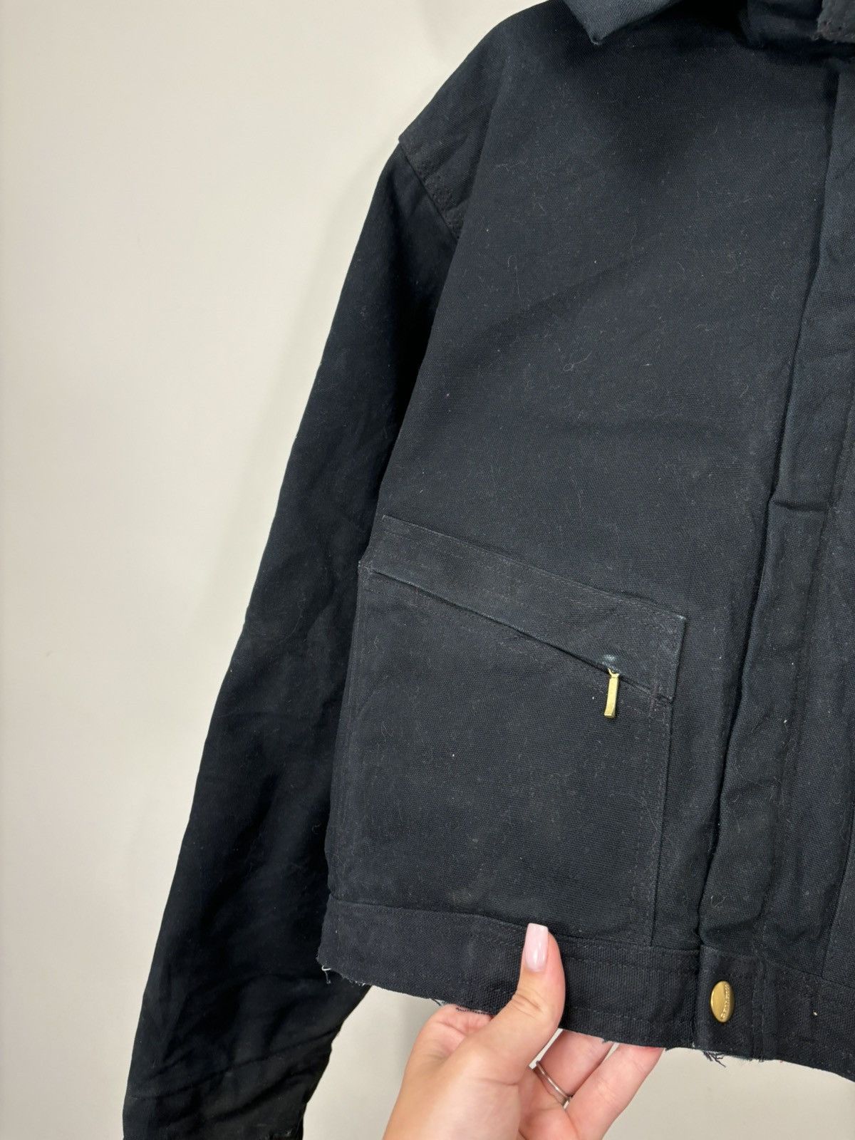 Carhartt Vintage 90s Carhartt USA Zip Pockets Hooded Cropped Jacket Size US L / EU 52-54 / 3 - 7 Thumbnail