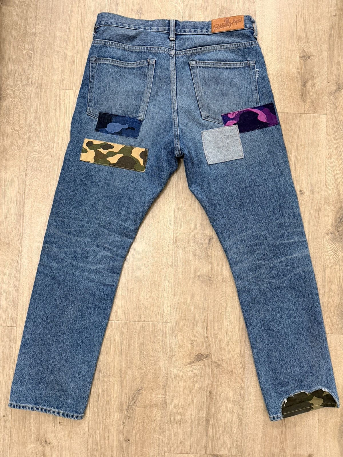 Bape 1999 TYPE-02 PATCHWORK DAMAGED DENIM PANTS Size US 30 / EU 46 - 2 Thumbnail