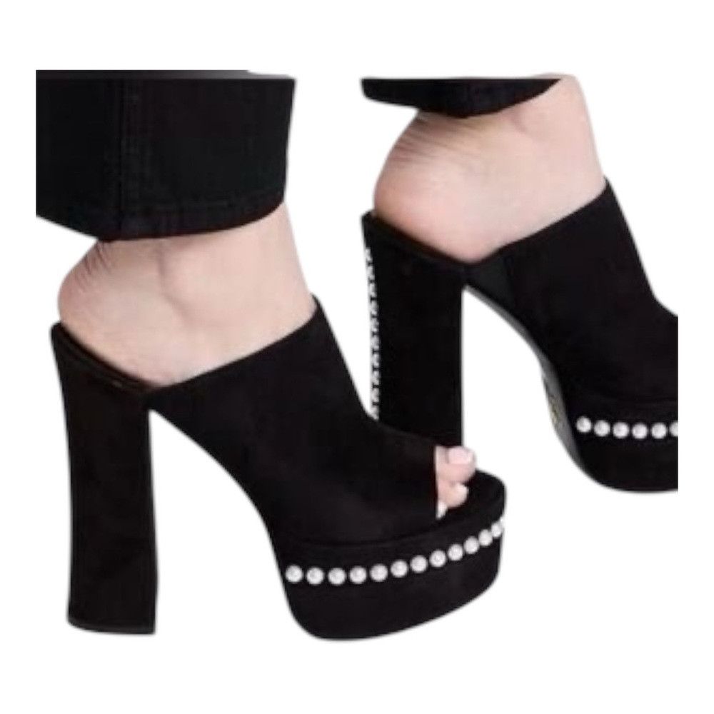 Stuart Weitzman Stuart Weitzman Skyhigh Pearl Platform Slide Mule –Black Size US 8.5 / IT 38.5 - 1 Thumbnail