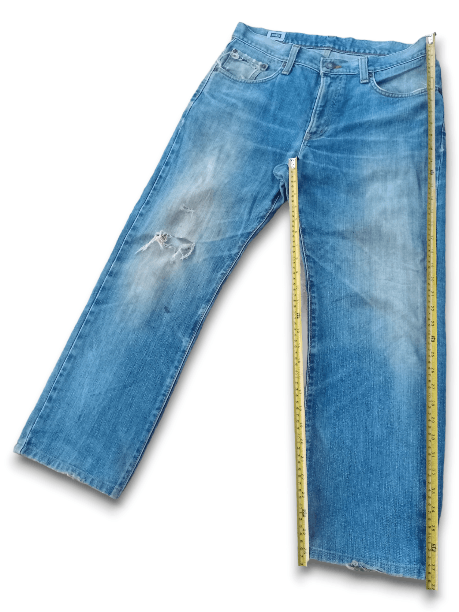 Edwin × Japanese Brand Vintage Edwin Japan Blue Wash Distressed Loose Jeans Size US 32 / EU 48 - 11 Thumbnail
