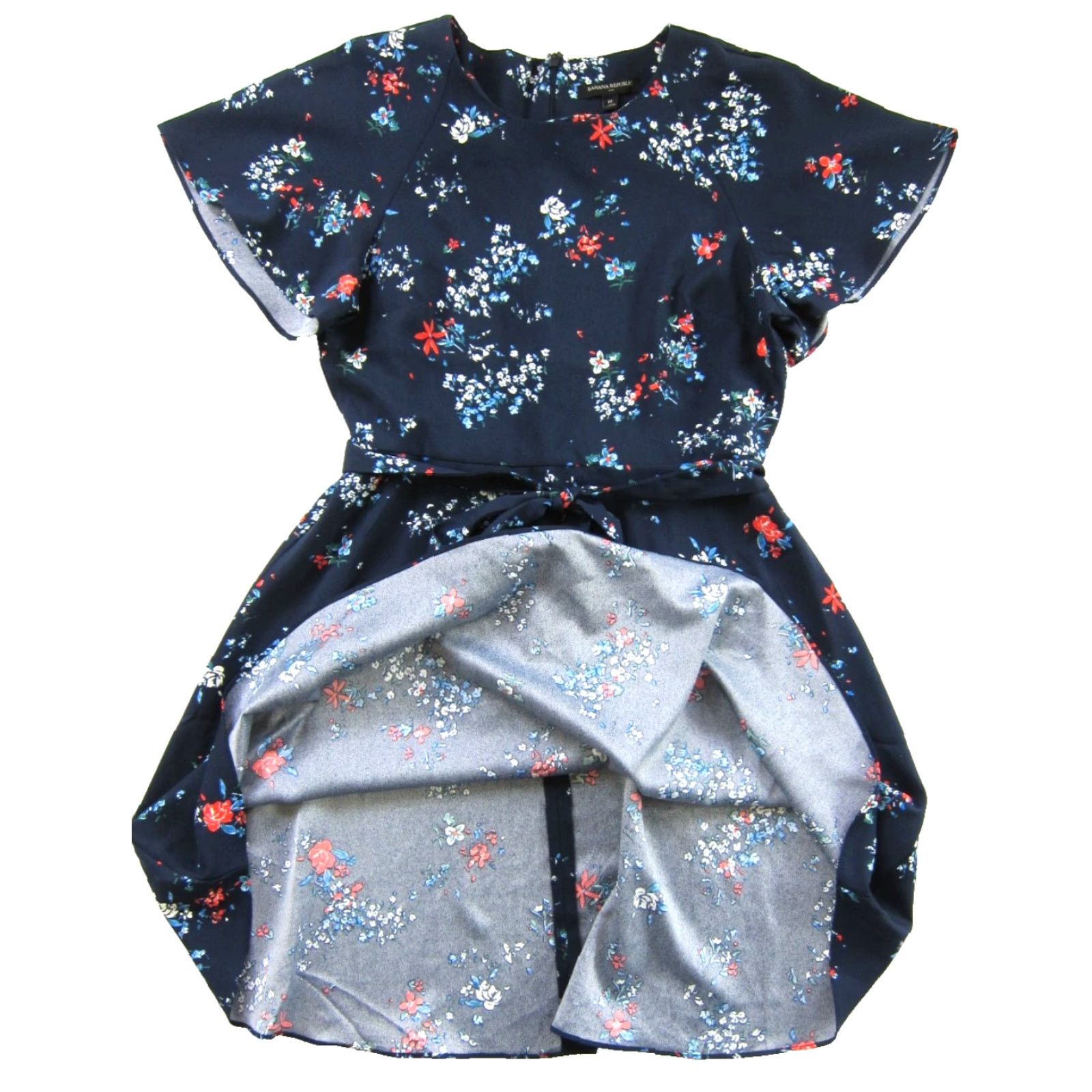 Banana Republic Banana Republic Blue Red White Floral Short Sleeve Sheath Dress Women Size 10 Size 32" / US 10 / IT 46 - 5 Thumbnail