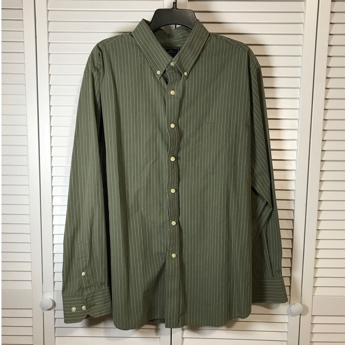 Dockers Dockers Green Striped Collared Long Sleeve Shirt XL 17/17 ½ Size US XL / EU 56 / 4 - 1 Thumbnail