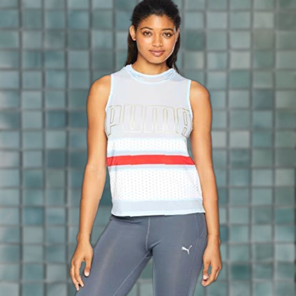 Puma PUMA Women's Varsity Sleeveless Cover Up - Shirt - Size S - Light Blue/Cerulean Activewear Size S / US 4 / IT 40 - 1 Thumbnail