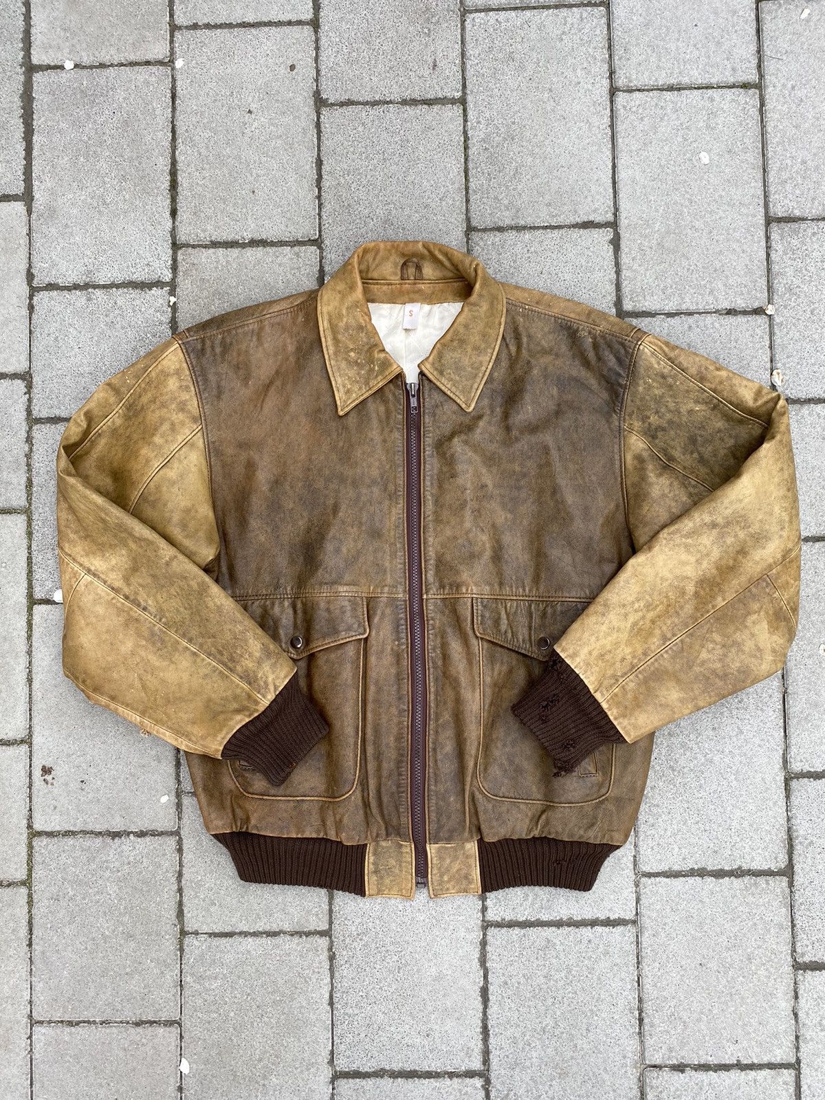 Leather Vintage Brown Leather Bomber Jacket Size US S / EU 44-46 / 1 - 1 Thumbnail