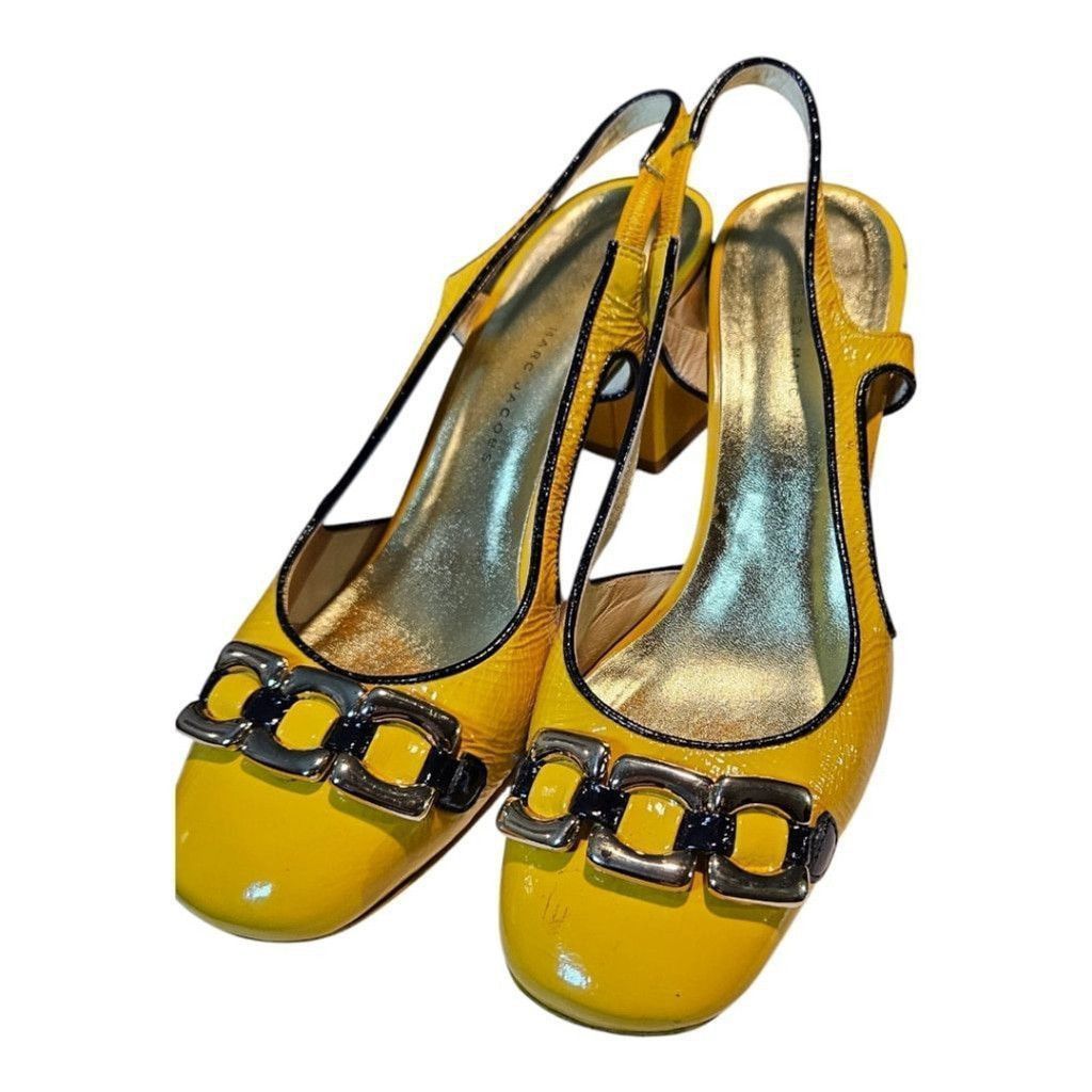 Marc Jacobs Marc Jacobs Yellow Slingback Heels Size 39.5 Size US 7.5 / IT 37.5 - 2 Thumbnail