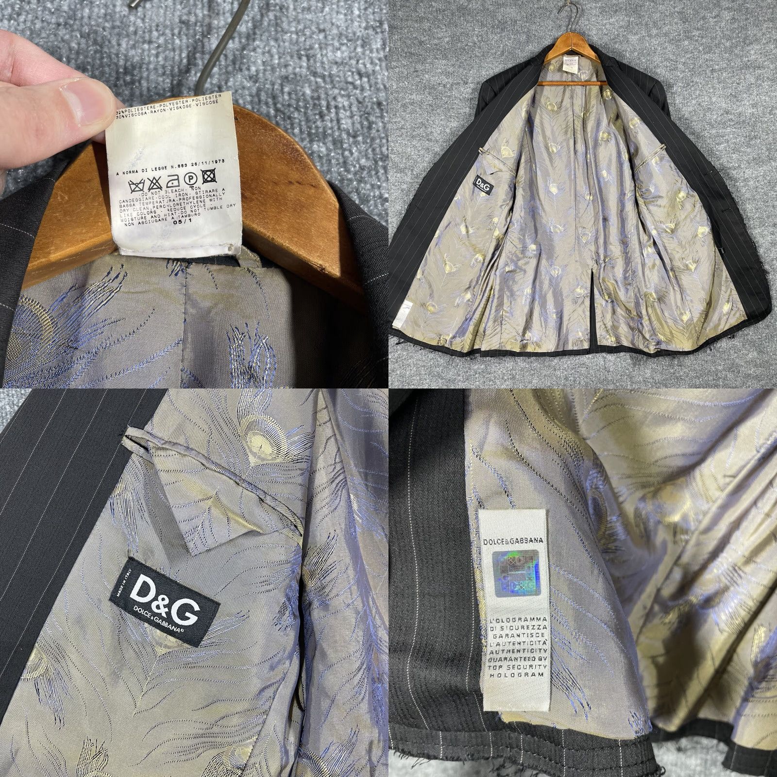 Dolce & Gabbana Dolce&Gabbana Blazer Jacket Mens Size 40 Striped Black Two-Button Single-Breasted 2 Piece Classic Designer Special Occasion Mantel Jacket Mens Size 40R - 8 Thumbnail