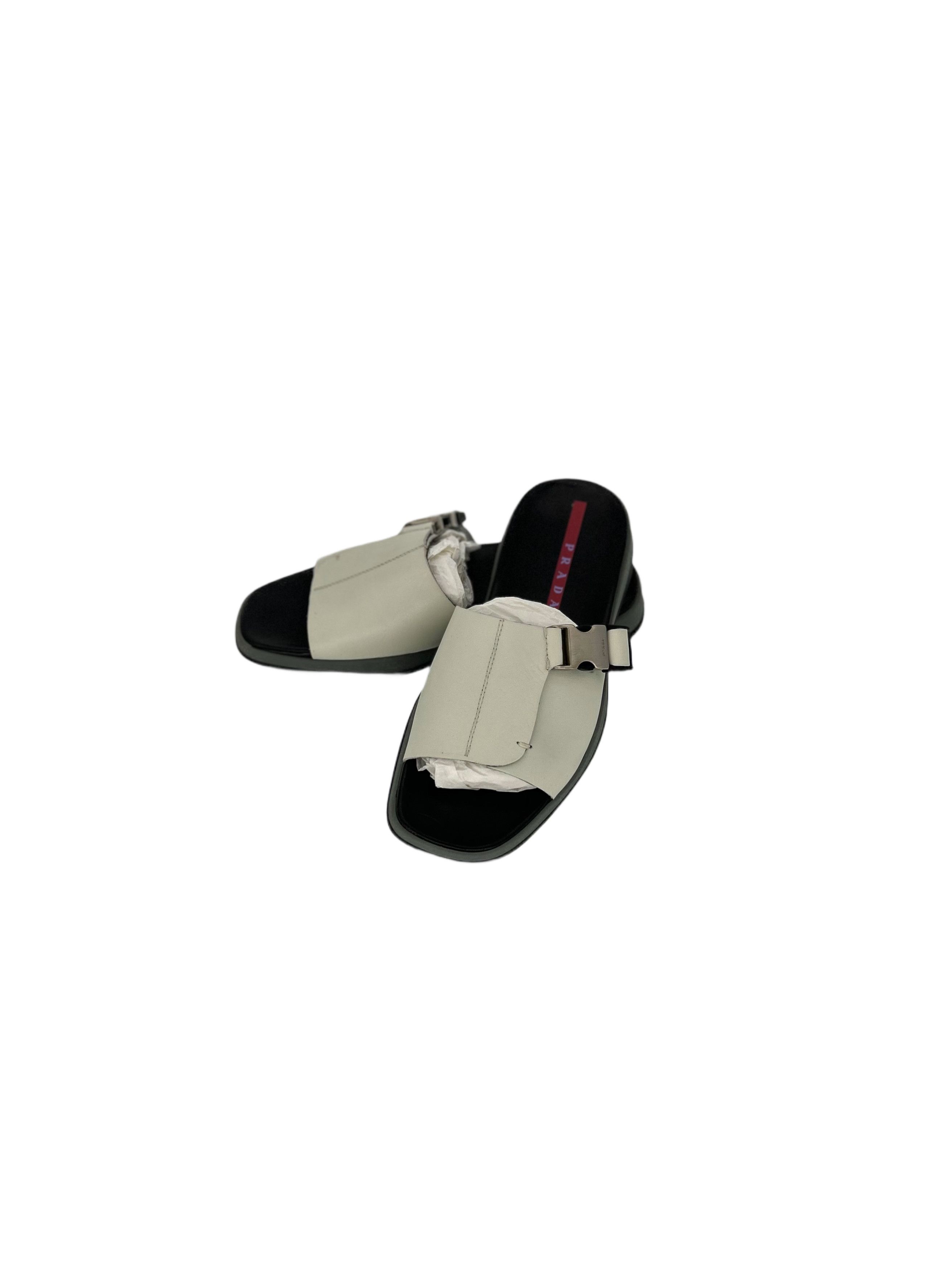 Prada Prada Linea Rossa 'Sport' White Sandals With Metal Clip Size US 6.5 / EU 39-40 - 4 Thumbnail