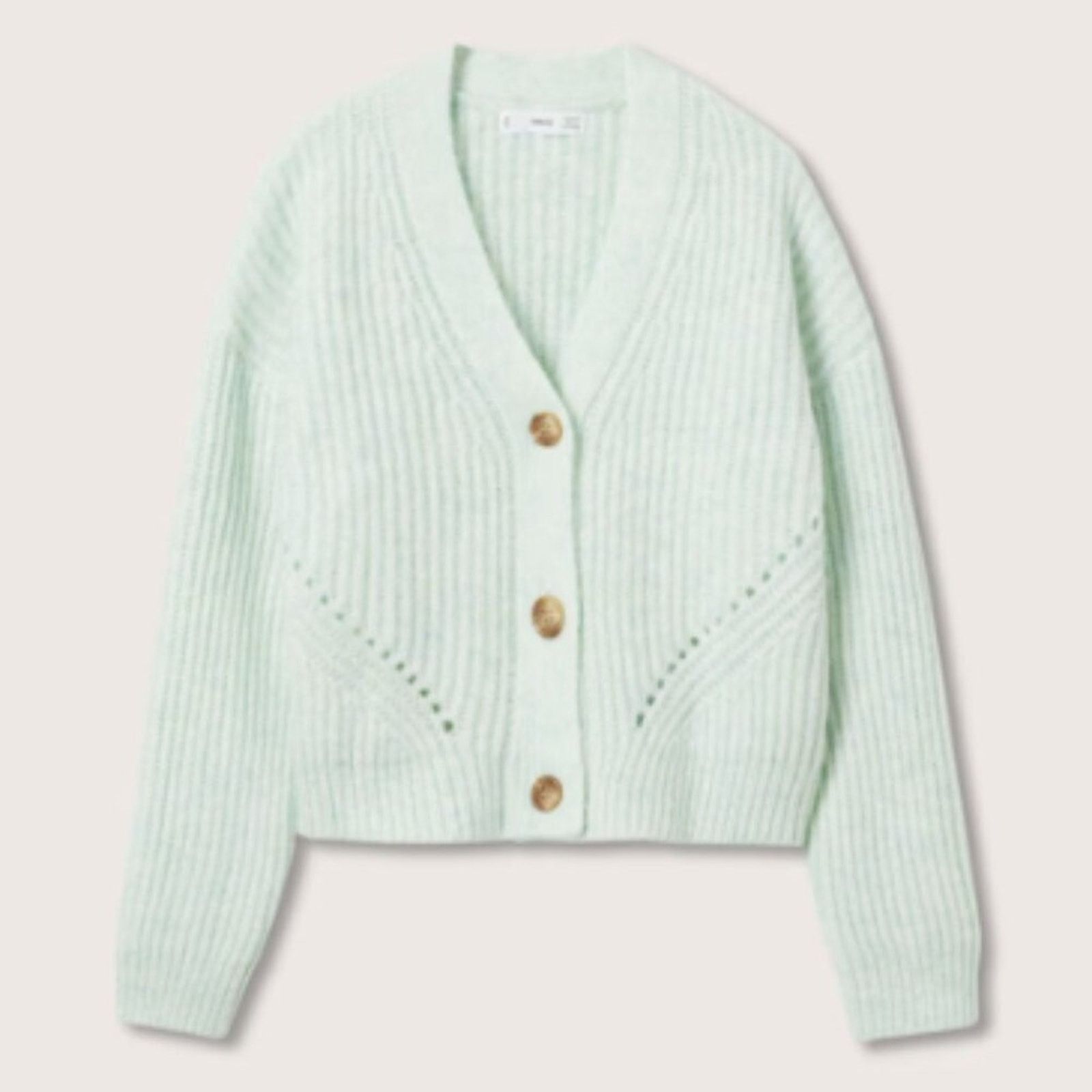 Mango Mango Ribbed Knit Aqua Green Cardigan Sweater NWT Plus 3XL Size 3XL / US 20-22 - 1 Thumbnail